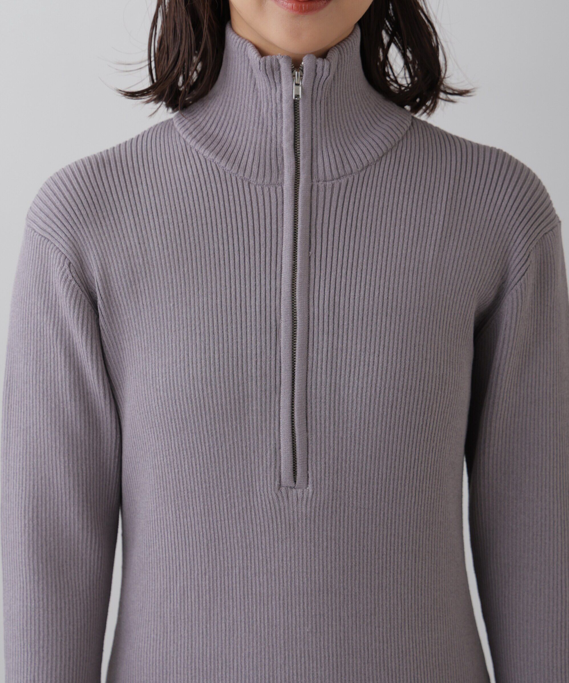  「ハーフジップロングニットワンピース」|ワンピース|