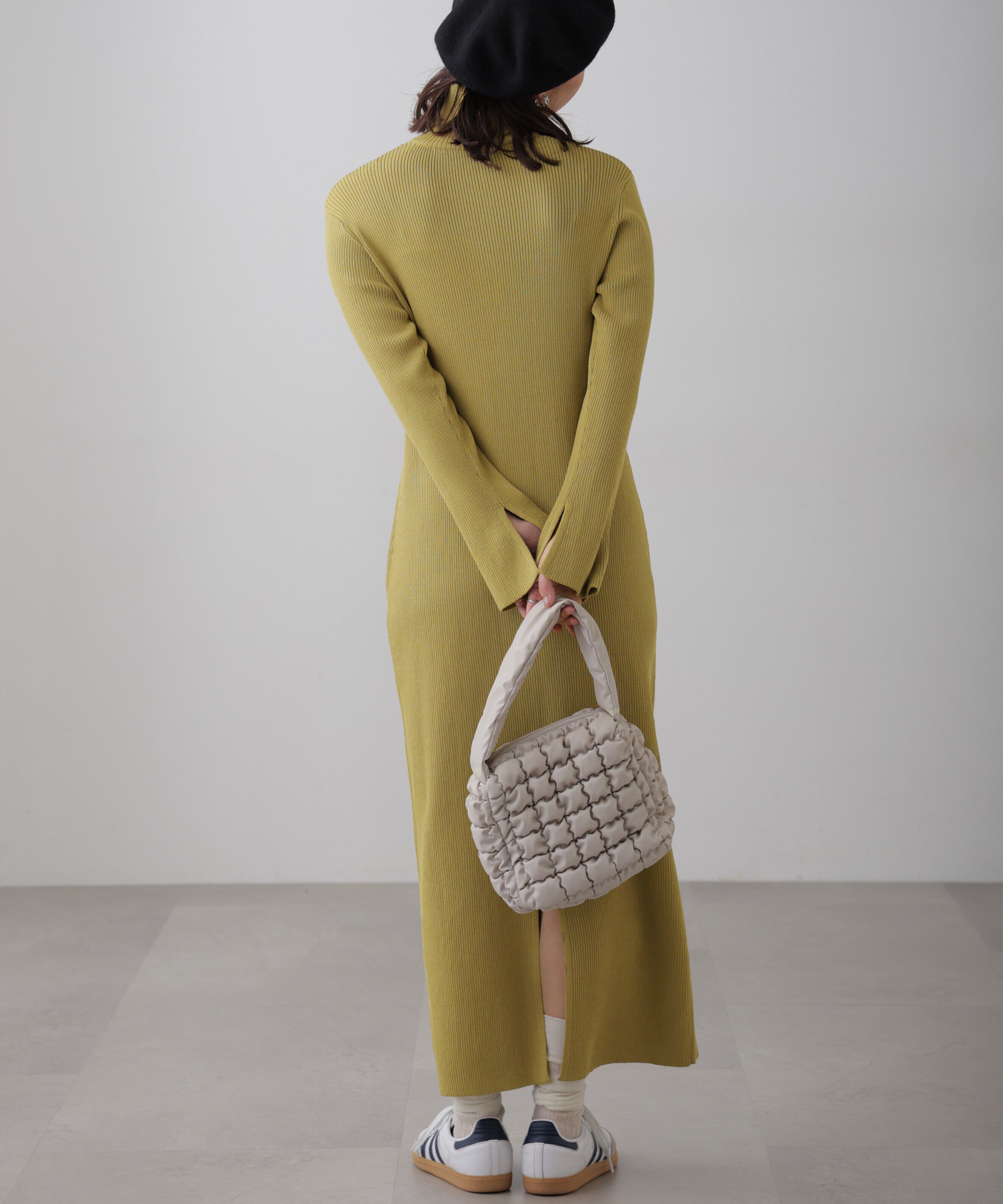  「ハーフジップロングニットワンピース」|ワンピース|