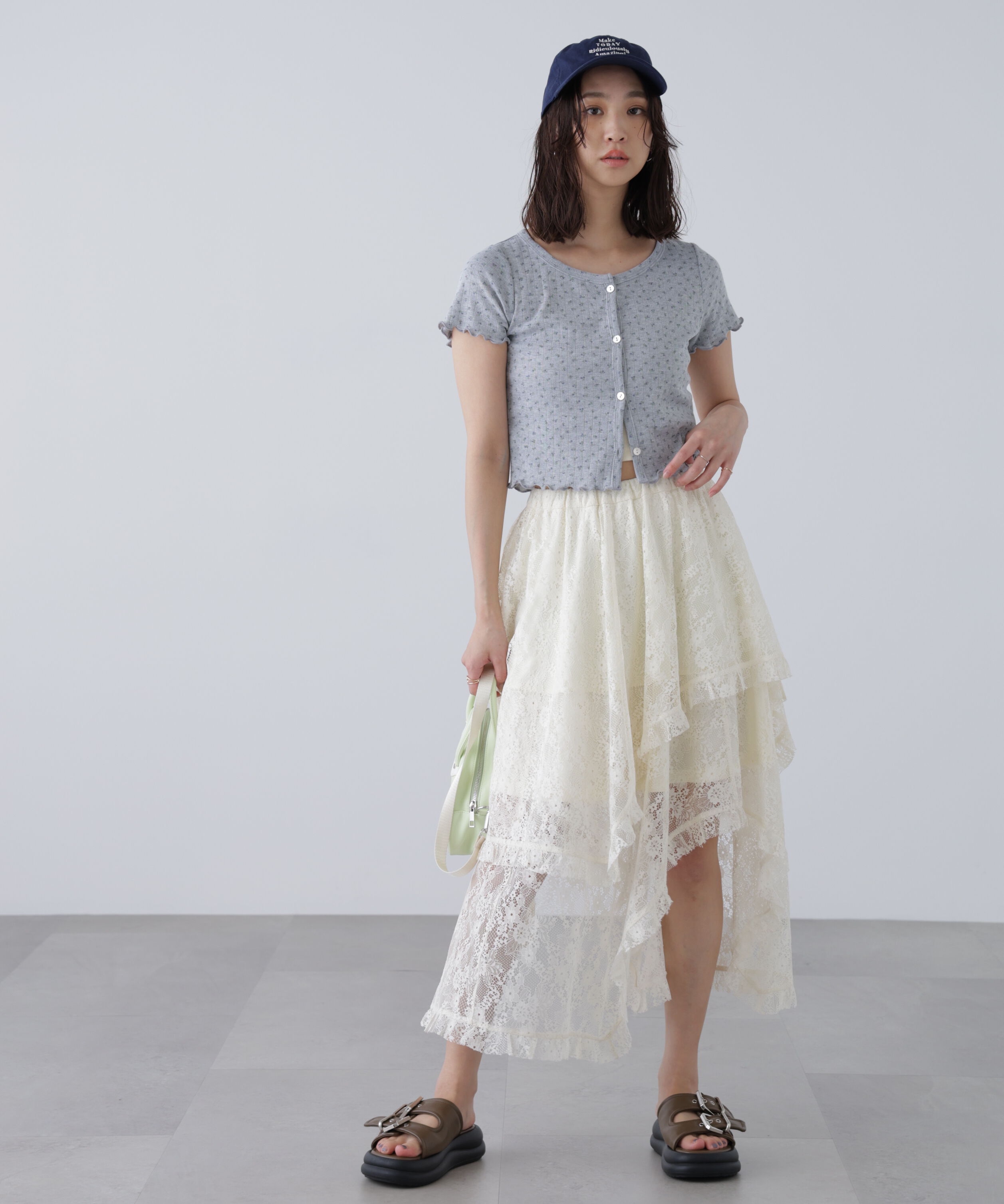  「花柄テレコカーディガン」|Tシャツ・カットソー|