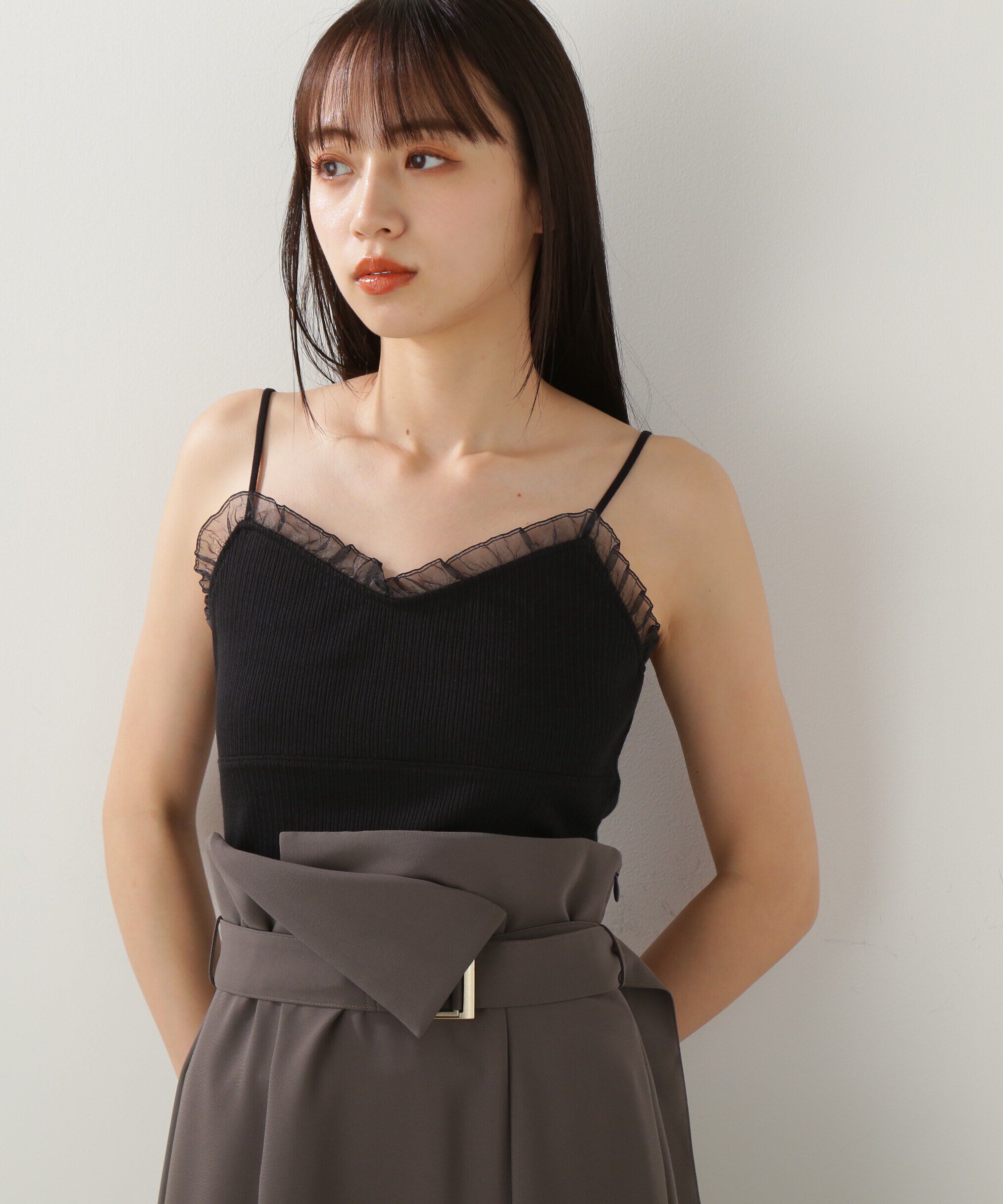  「オーガンジーフリルキャミソール」|Tシャツ・カットソー|