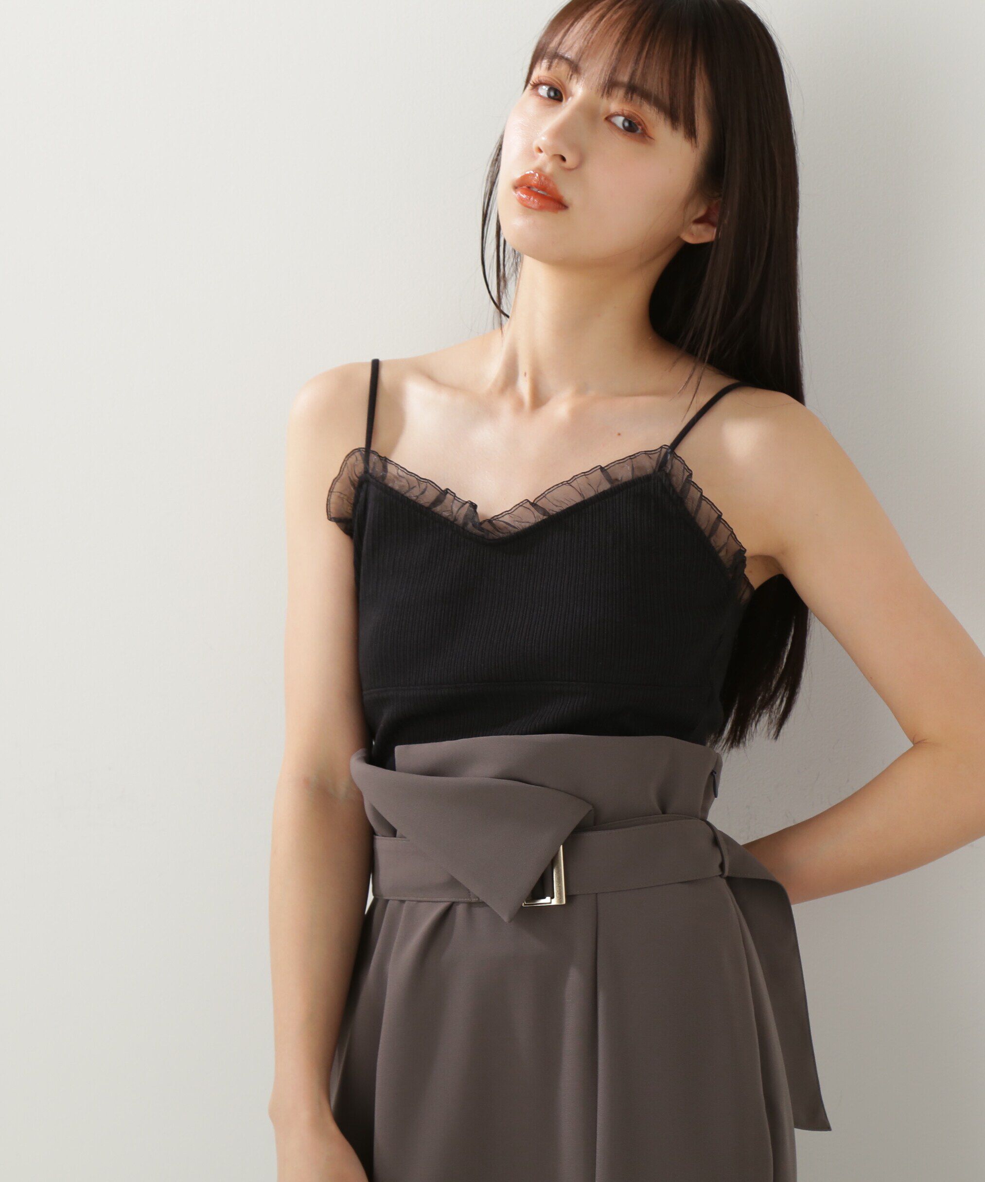  「オーガンジーフリルキャミソール」|Tシャツ・カットソー|