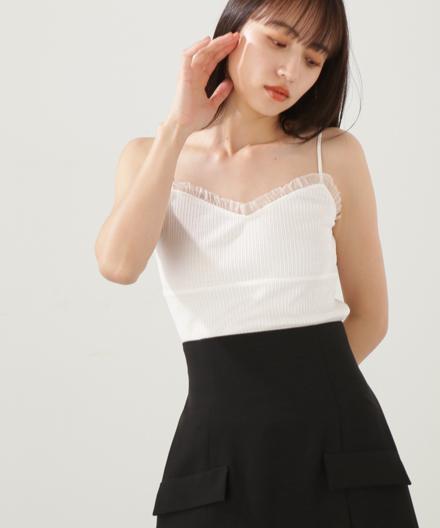  「オーガンジーフリルキャミソール」|Tシャツ・カットソー|