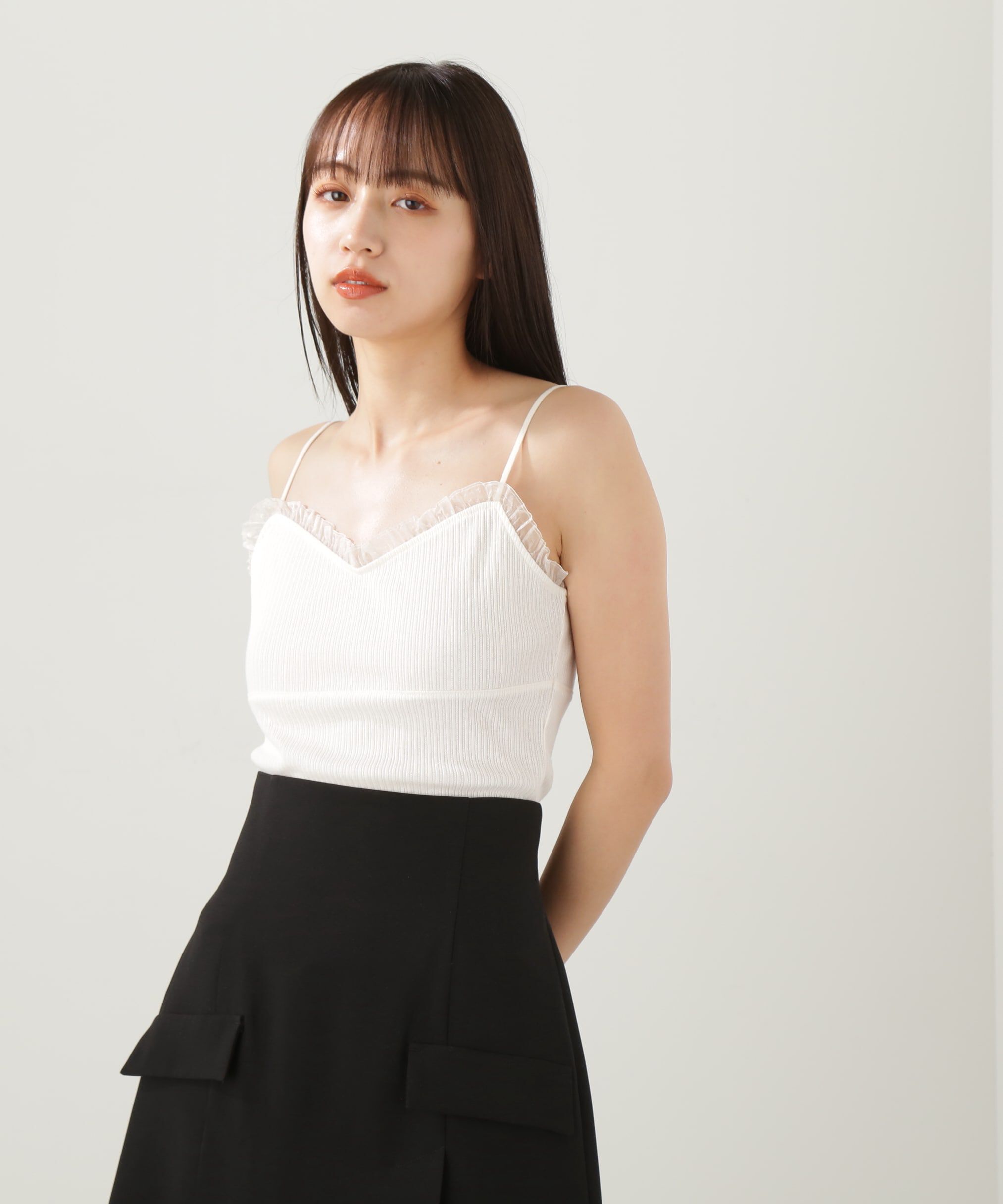  「オーガンジーフリルキャミソール」|Tシャツ・カットソー|