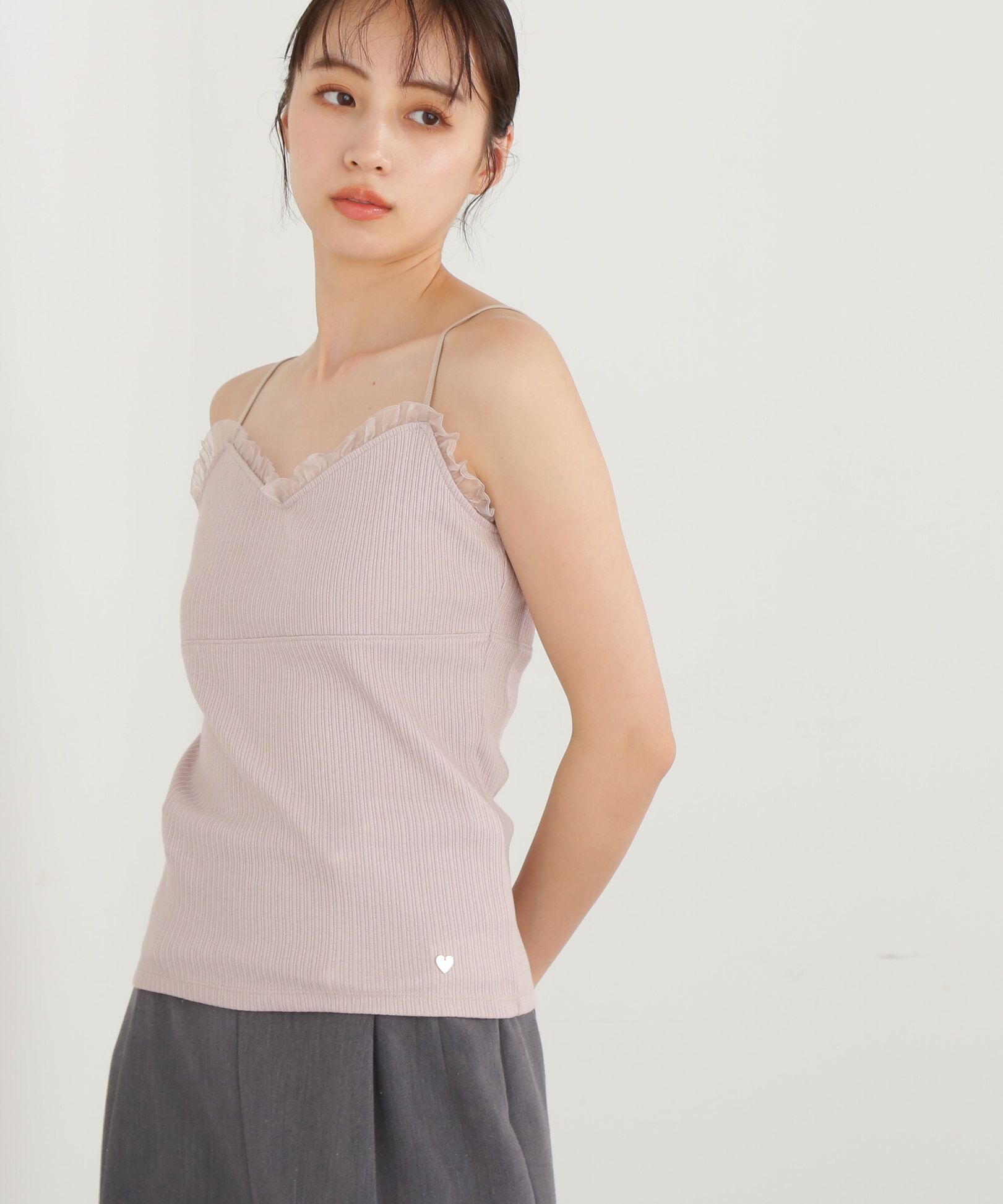  「オーガンジーフリルキャミソール」|Tシャツ・カットソー|ピンク