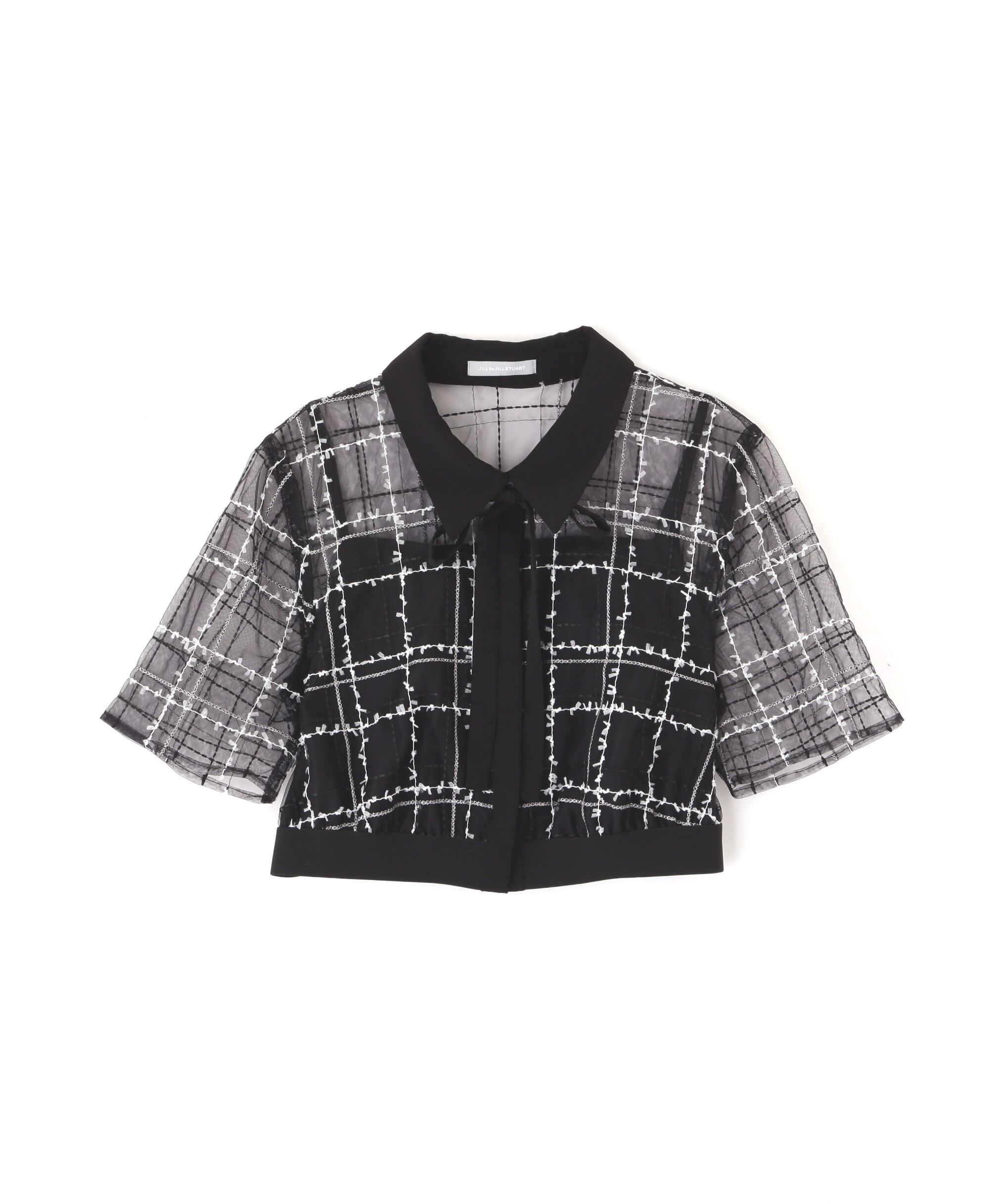  「◇シアーチェックショート丈ブラウス」|シャツ・ブラウス|