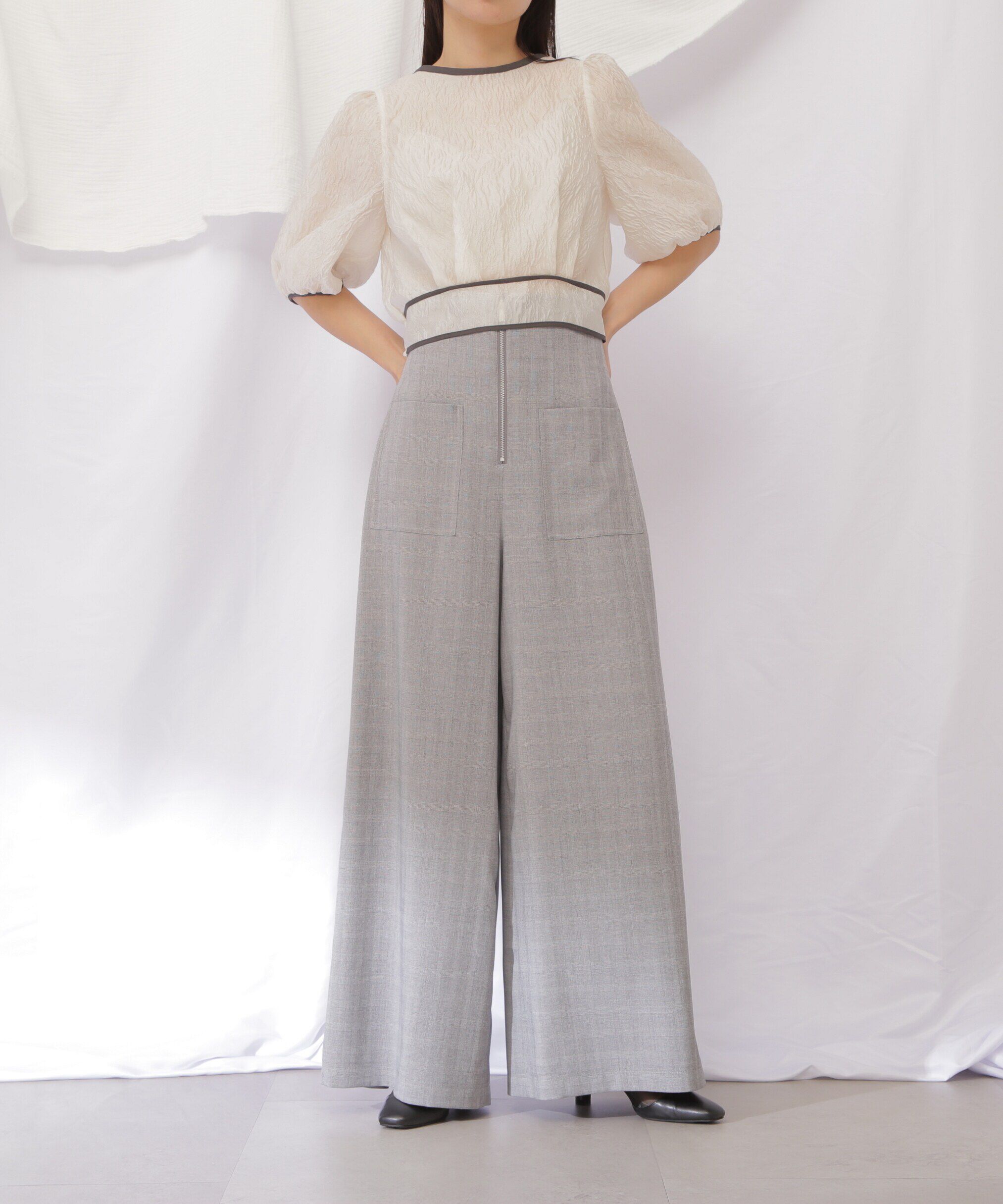  「フロントZIPワイドパンツ」|その他|