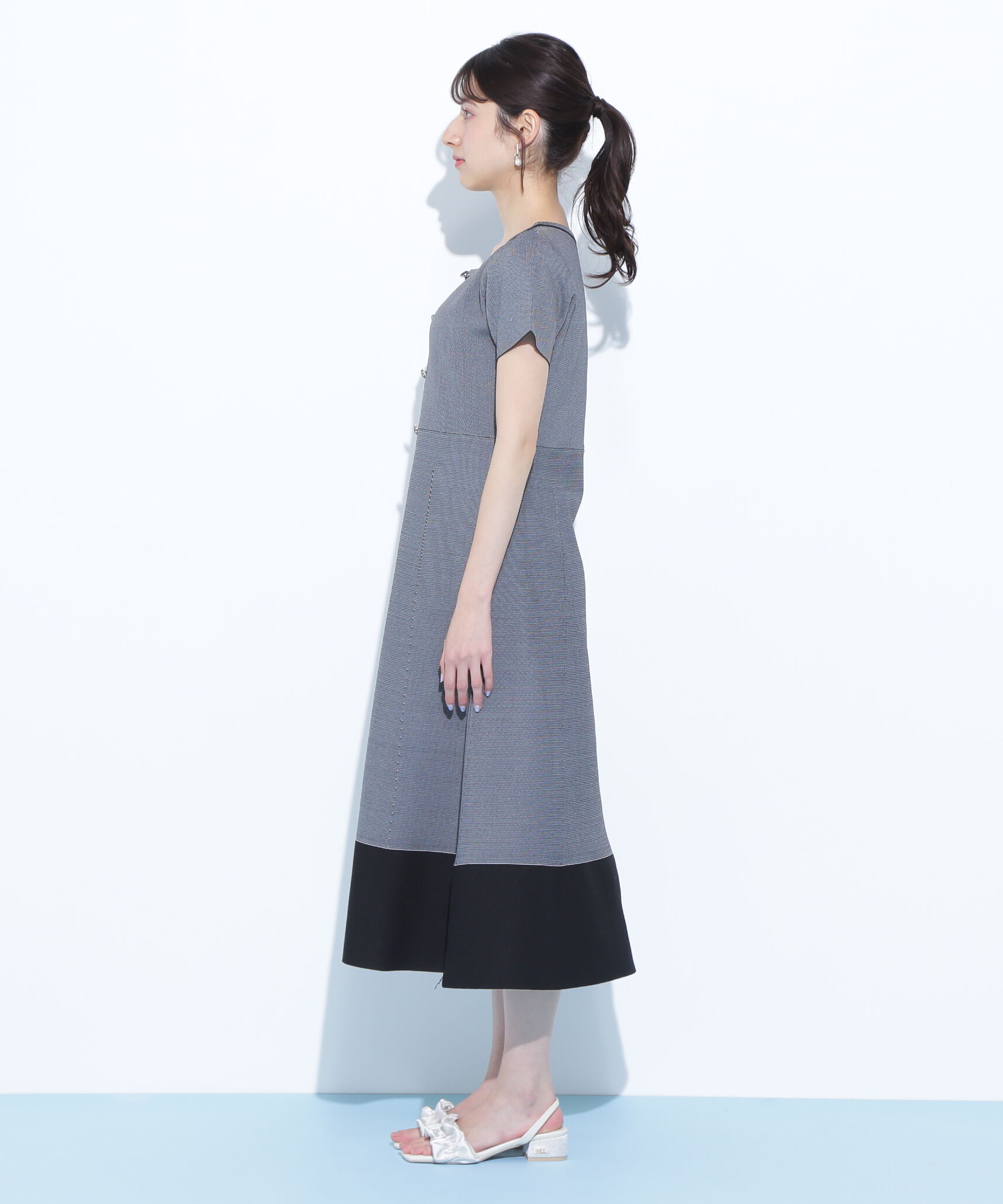  「半袖フレアニットワンピース」|ワンピース|