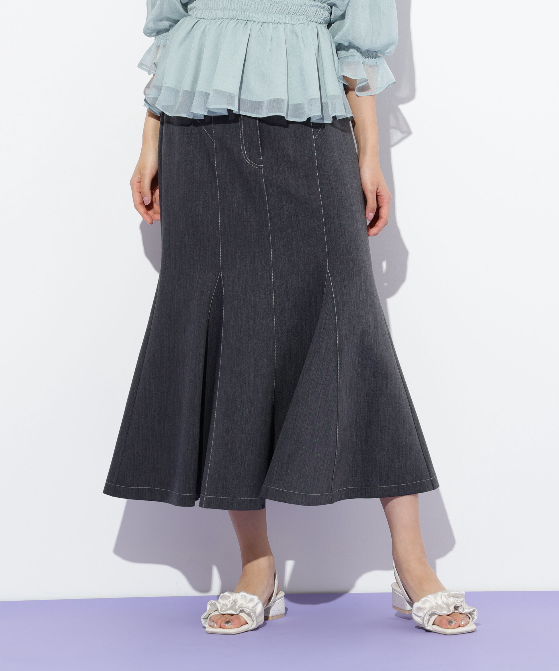  「ストレッチマーメイドスカート」|スカート|チャコール