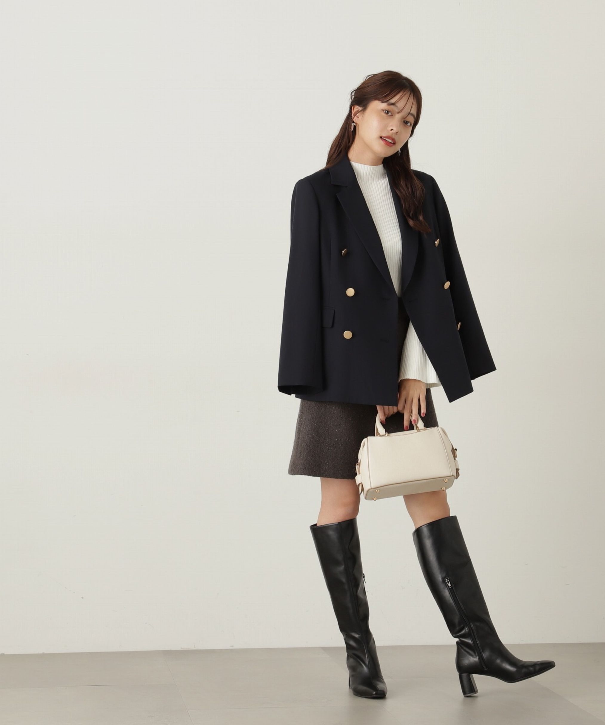 PROPORTION BODY DRESSING「ラメブークレー台形ミニスカート」|スカート|