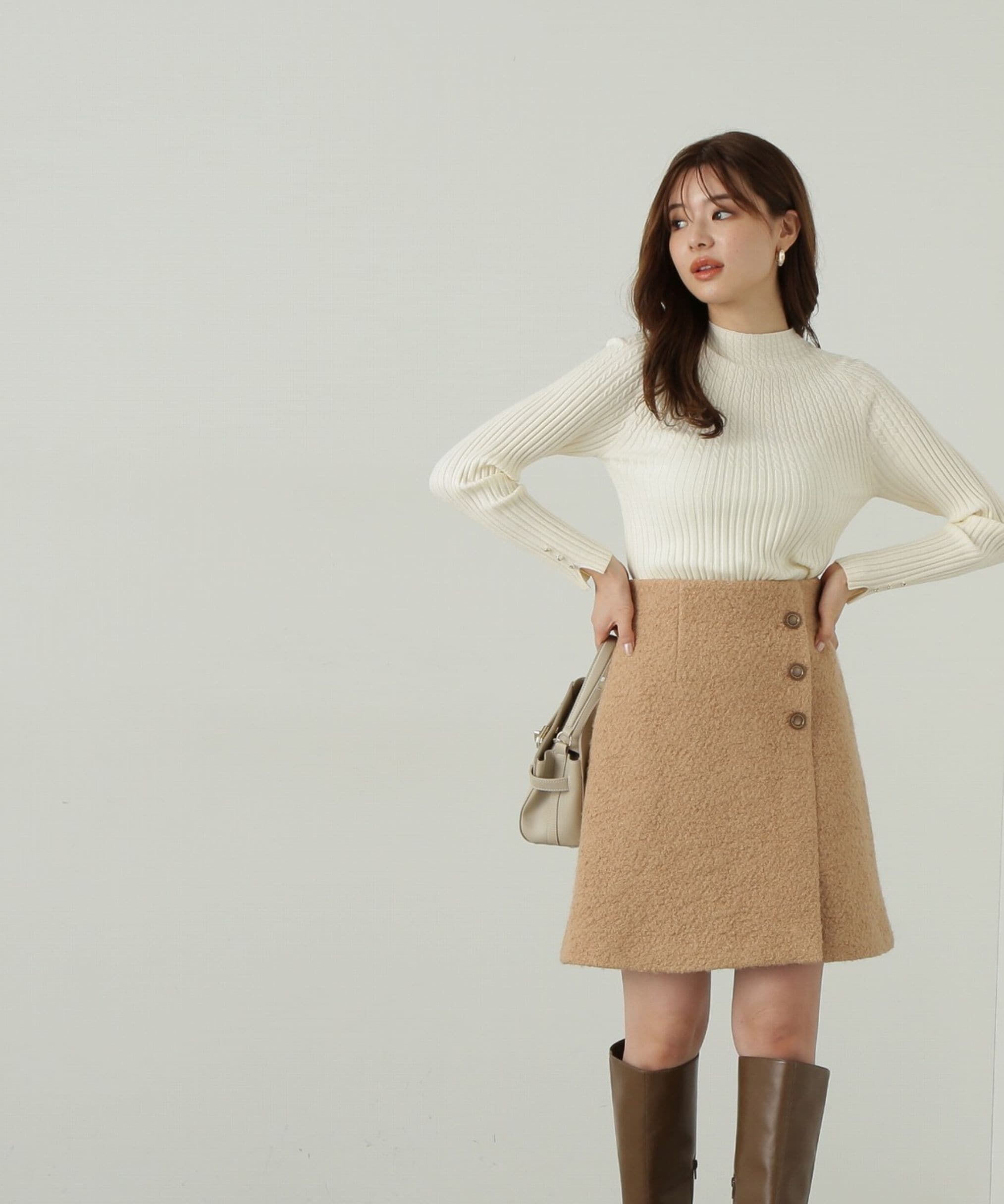 PROPORTION BODY DRESSING「ラメブークレー台形ミニスカート」|スカート|