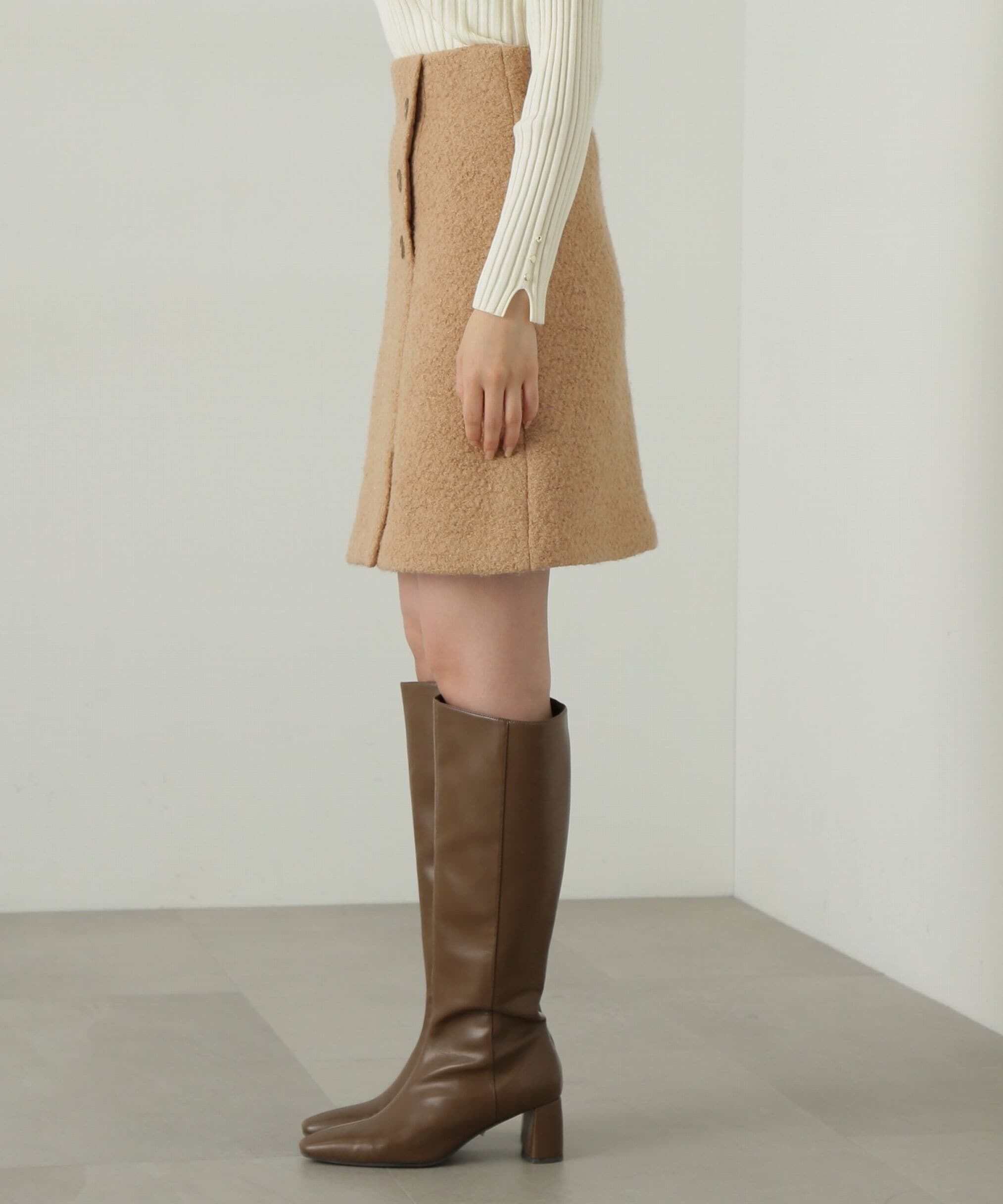 PROPORTION BODY DRESSING「ラメブークレー台形ミニスカート」|スカート|