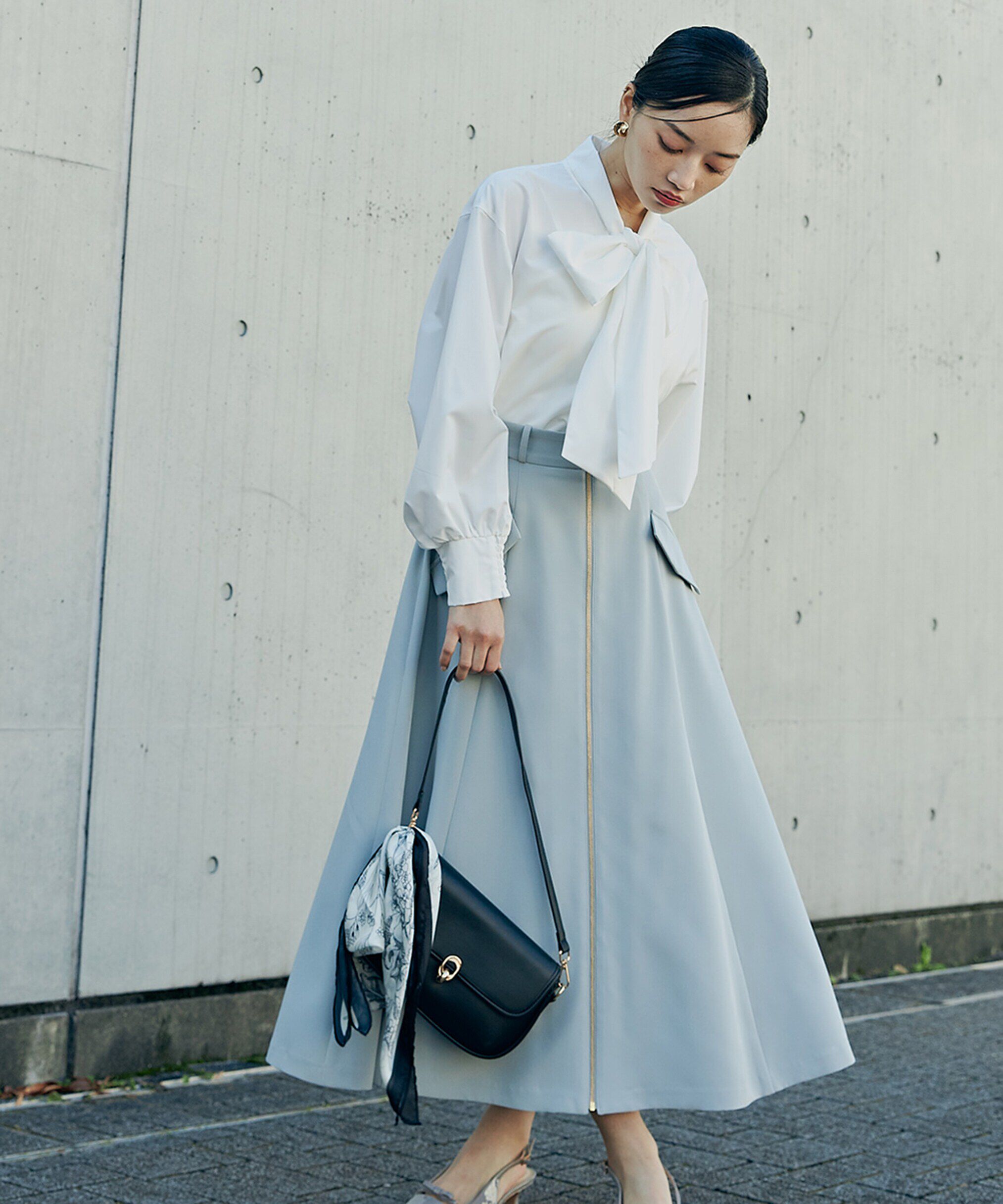 PROPORTION BODY DRESSING「フロントファスナーフレアスカート」|スカート|ミント