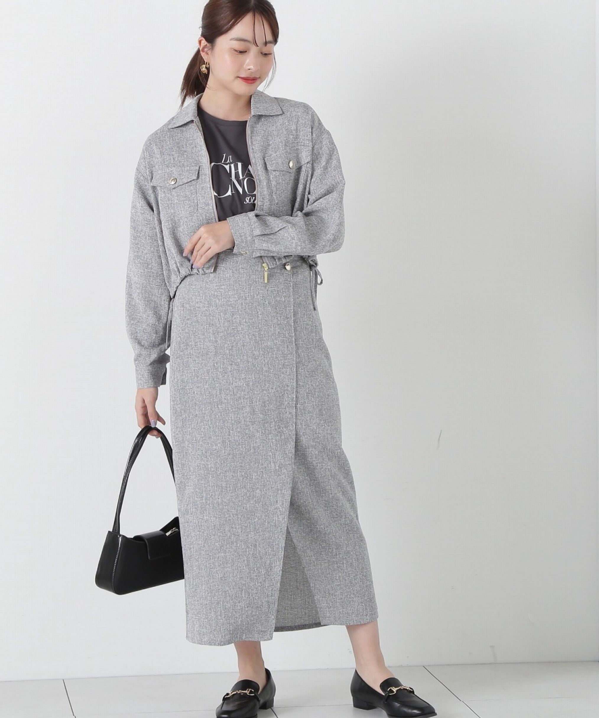 PROPORTION BODY DRESSING「スプリングツイードアシメナロースカート」|スカート|