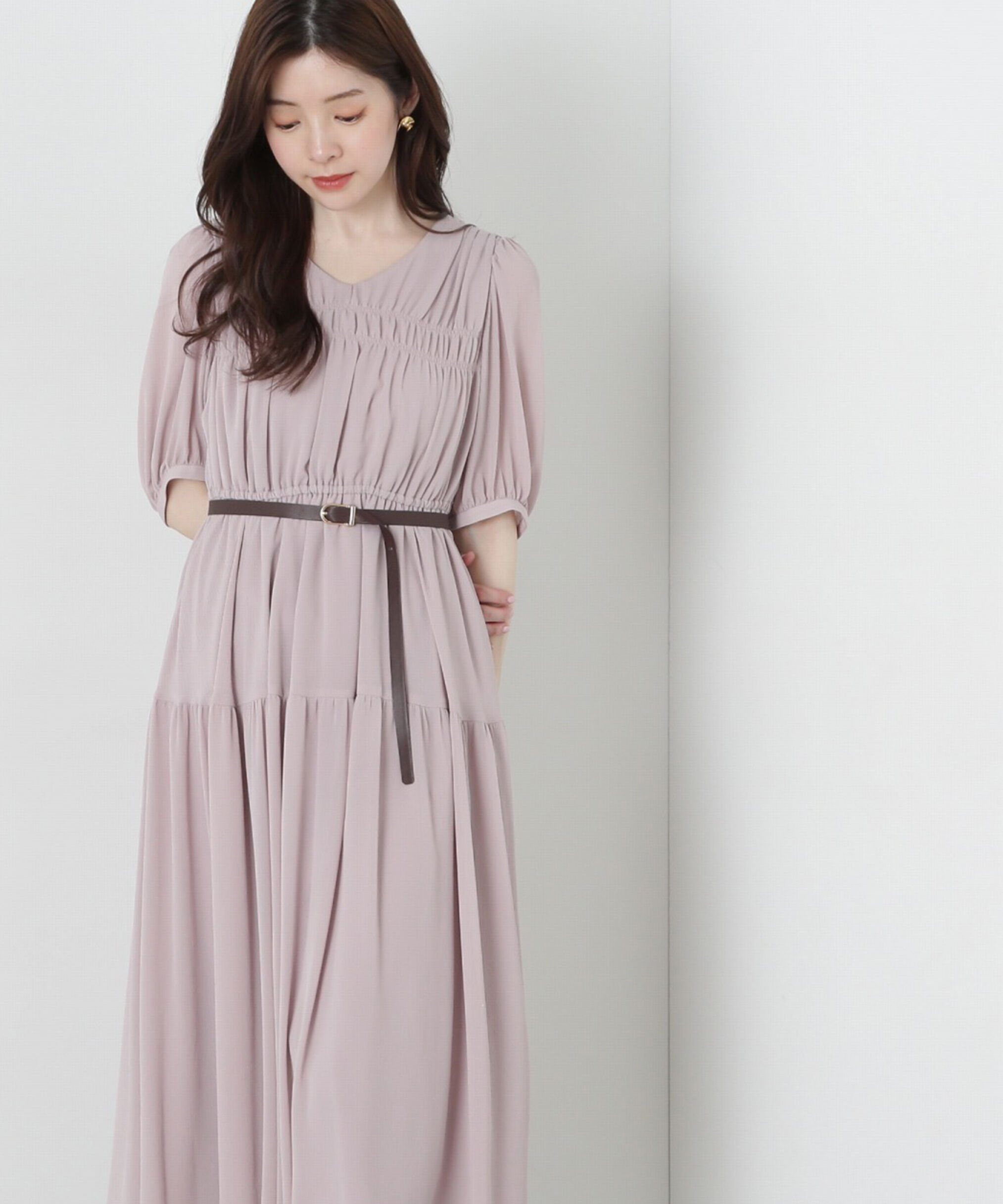 PROPORTION BODY DRESSING「ベルト付きギャザーワンピース」|ワンピース|