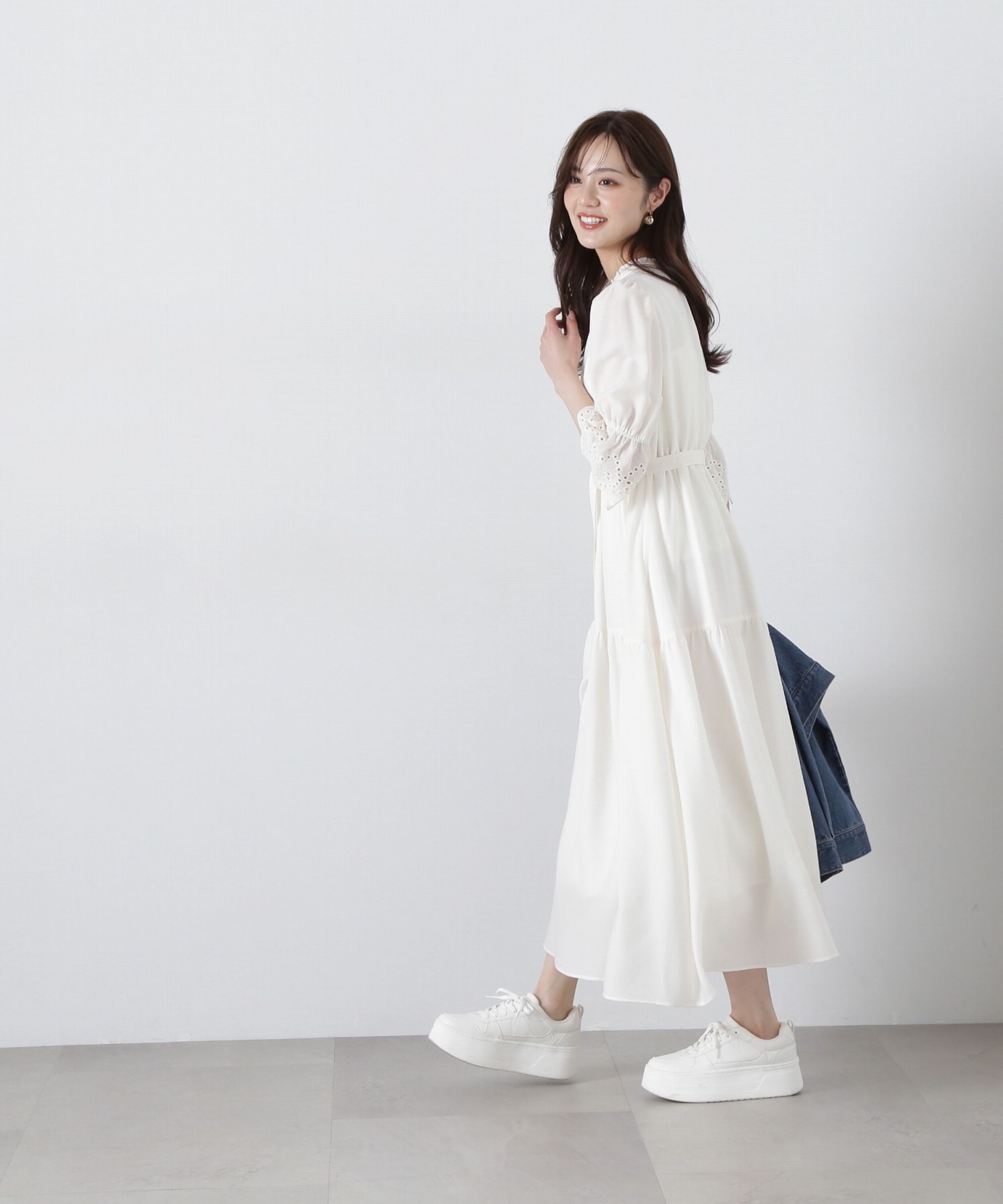 PROPORTION BODY DRESSING「刺繍レーススリーブティアードワンピース」|ワンピース|