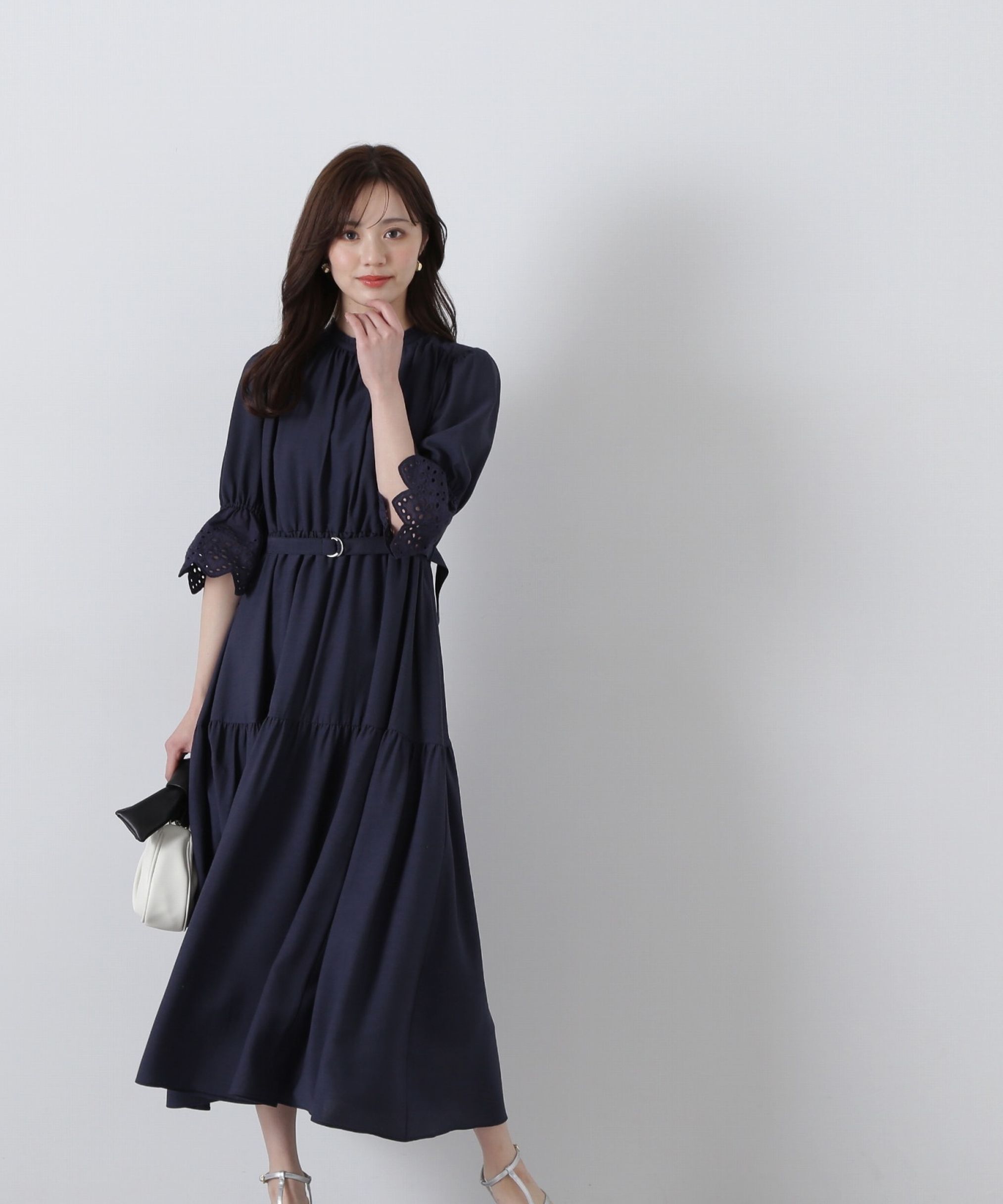 PROPORTION BODY DRESSING「刺繍レーススリーブティアードワンピース」|ワンピース|