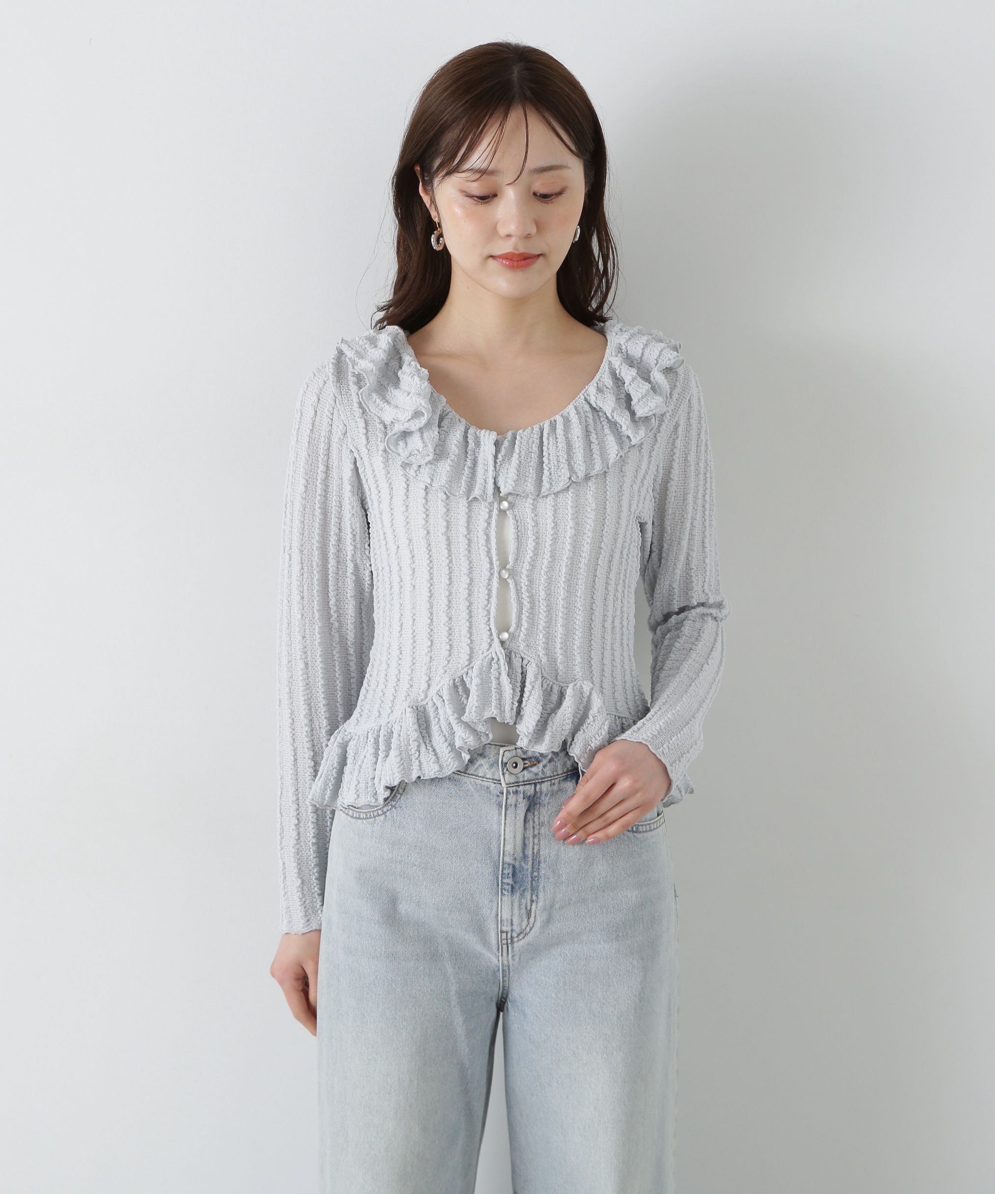 PROPORTION BODY DRESSING「シアーフリルカーディガン」|Tシャツ・カットソー|