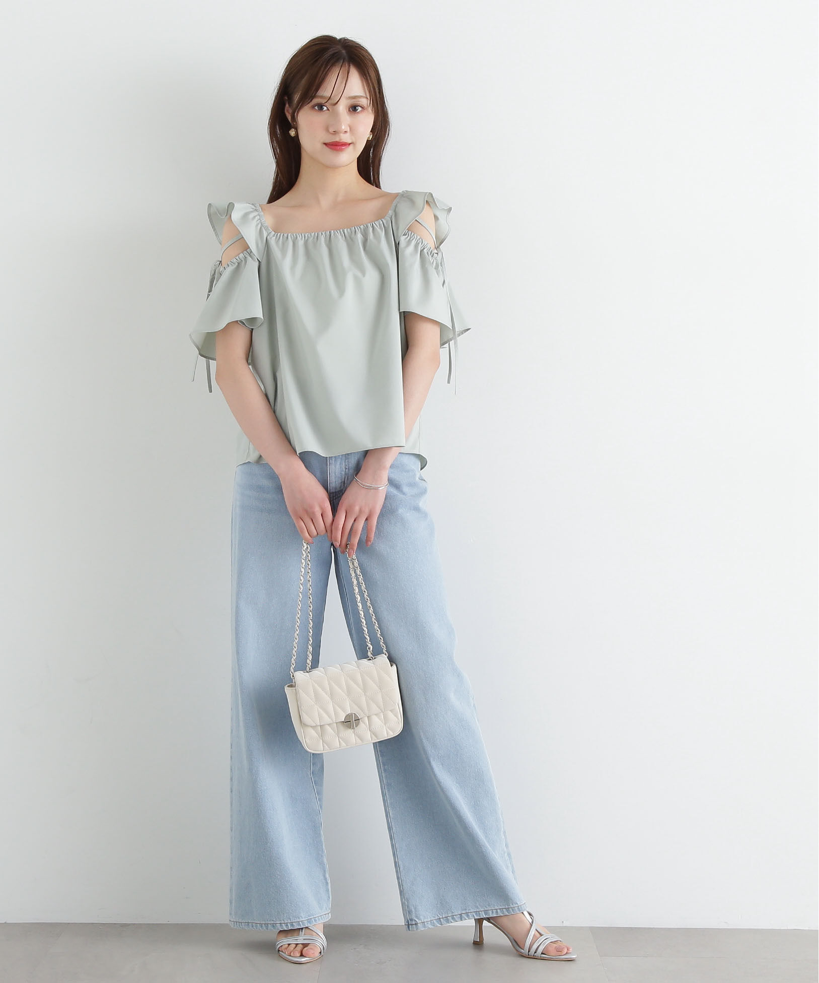 PROPORTION BODY DRESSING「フリルリボンブラウス」|シャツ・ブラウス|カーキ