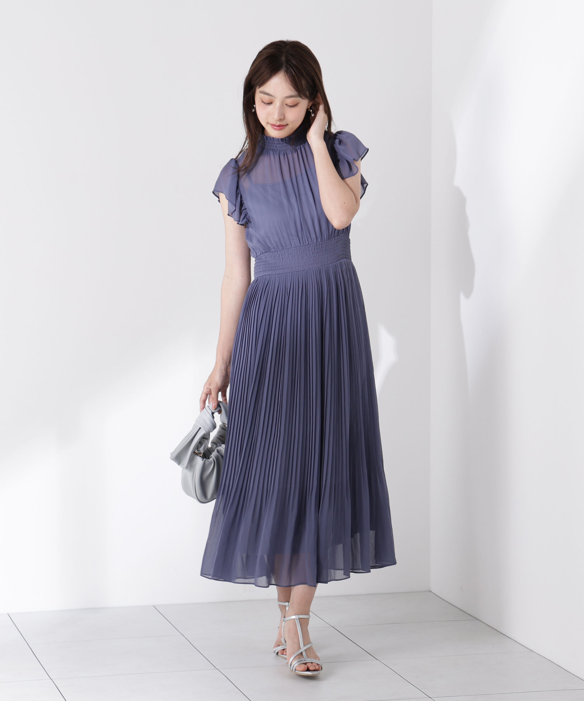 PROPORTION BODY DRESSING「シフォン楊柳プリーツワンピース」|ワンピース|ブルー