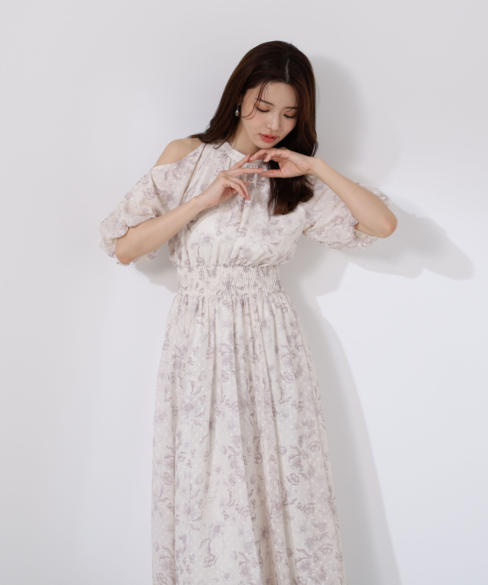 PROPORTION BODY DRESSING「オープンショルダー花柄ワンピース」|ワンピース|