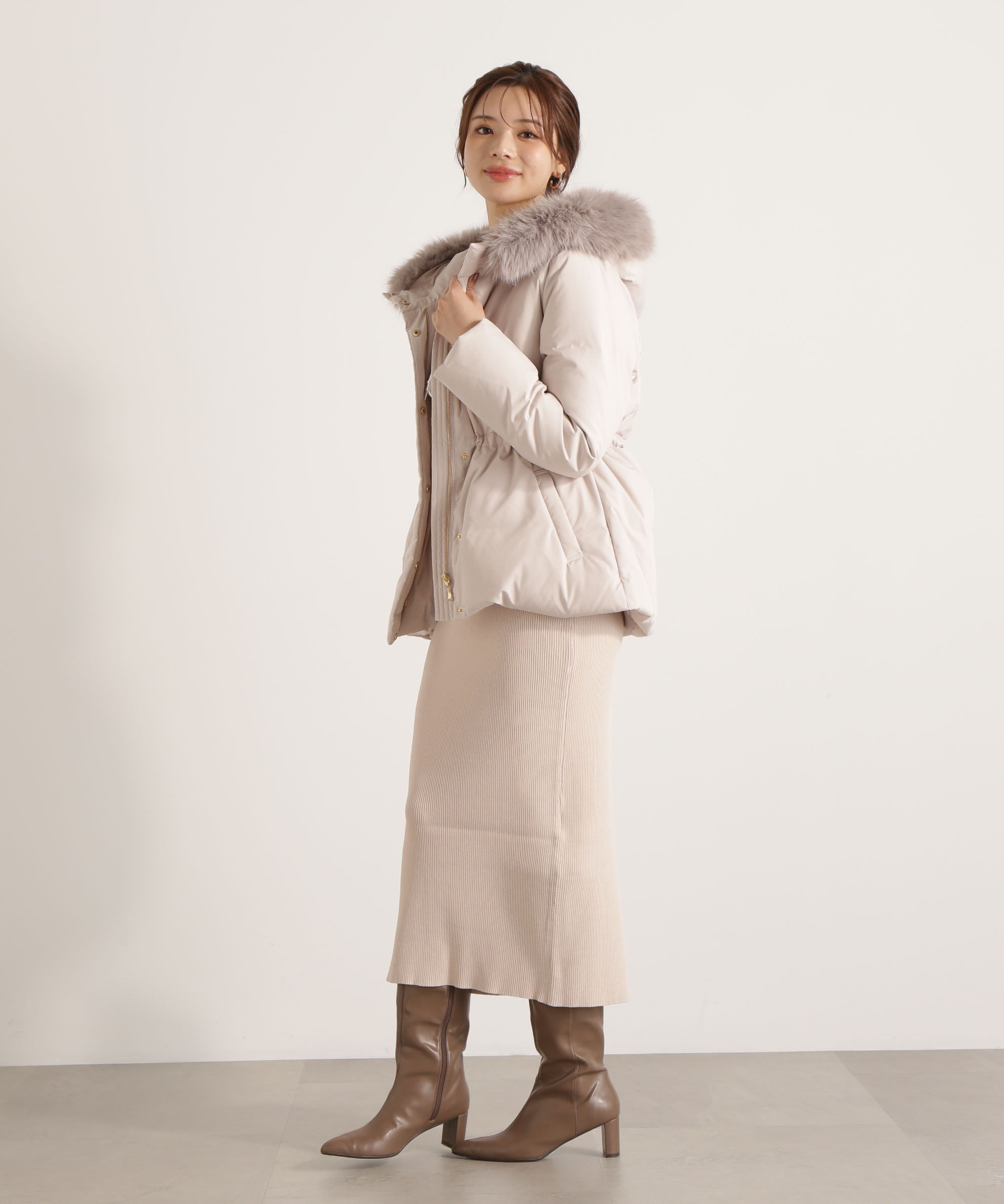 PROPORTION BODY DRESSING「ケープ風レース付きニットワンピース 25AW」|ワンピース|