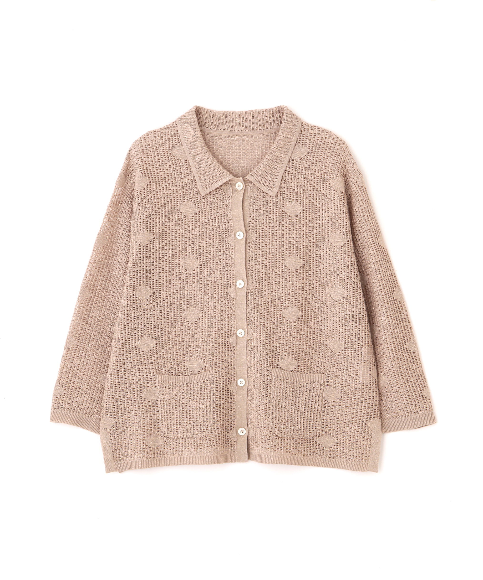  「◆【ウォッシャブル】ラメメッシュオープンカラーカーディガン」|ニット・セーター|