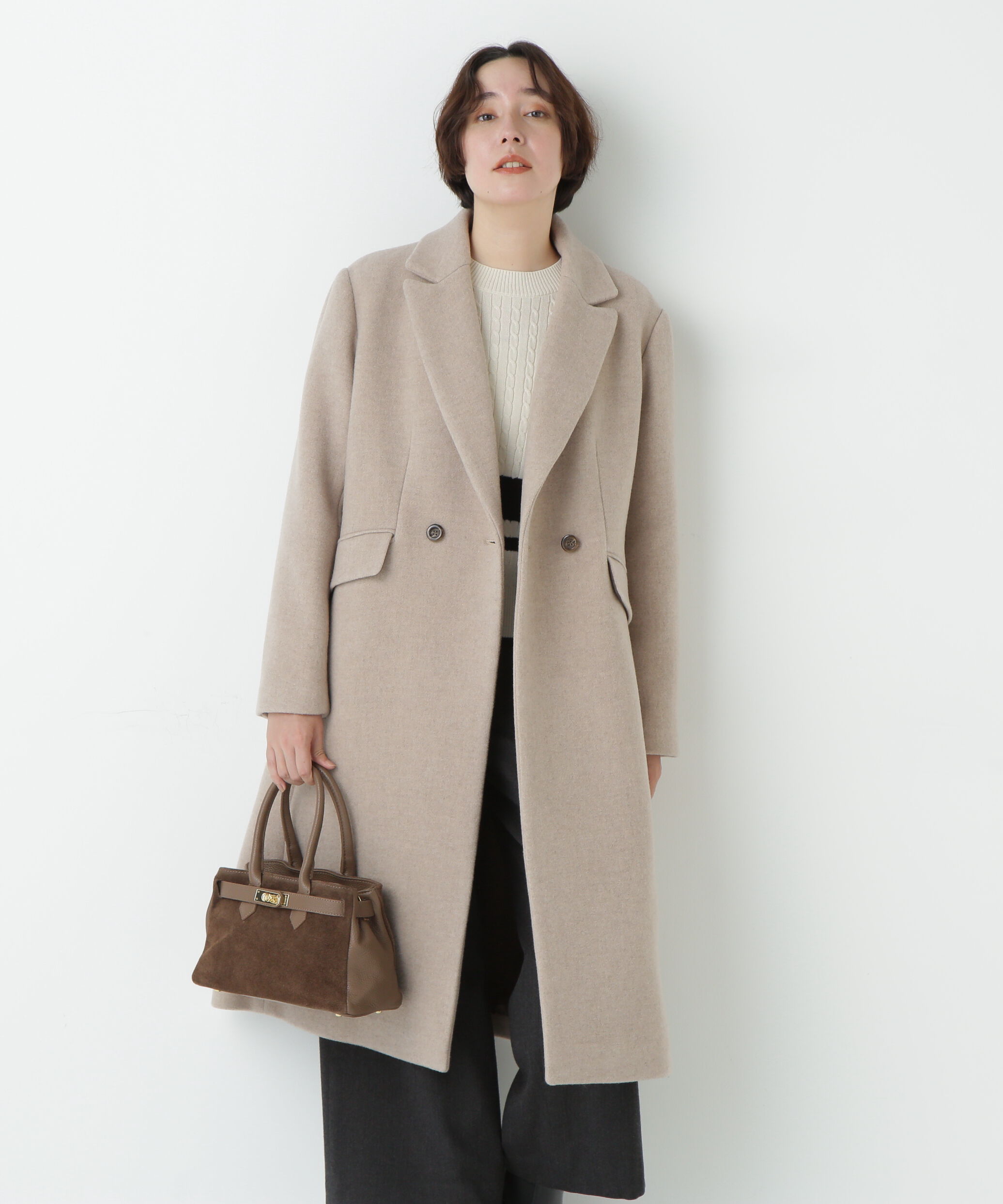  「ウールモッサダブルチェスターコート」|その他|ベージュ