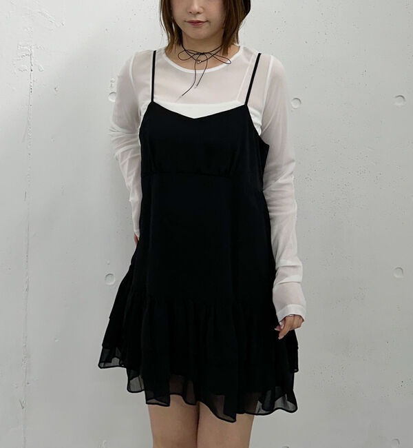 archives「フリルティアードミニキャミワンピース」|チュニック|BLACK
