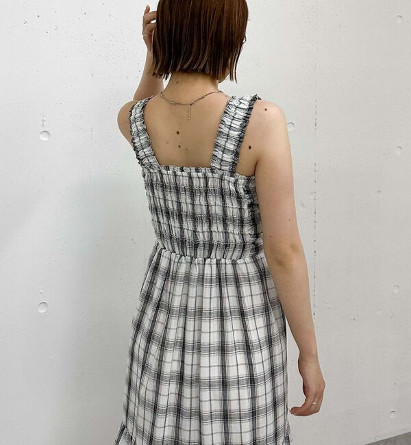 archives「シュシュ付チェックシャーリングワンピース」|ワンピース|
