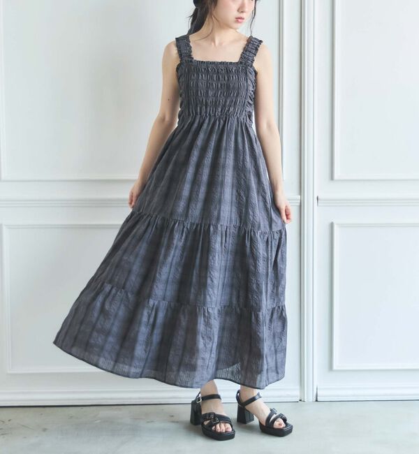 archives「シュシュ付チェックシャーリングワンピース」|ワンピース|