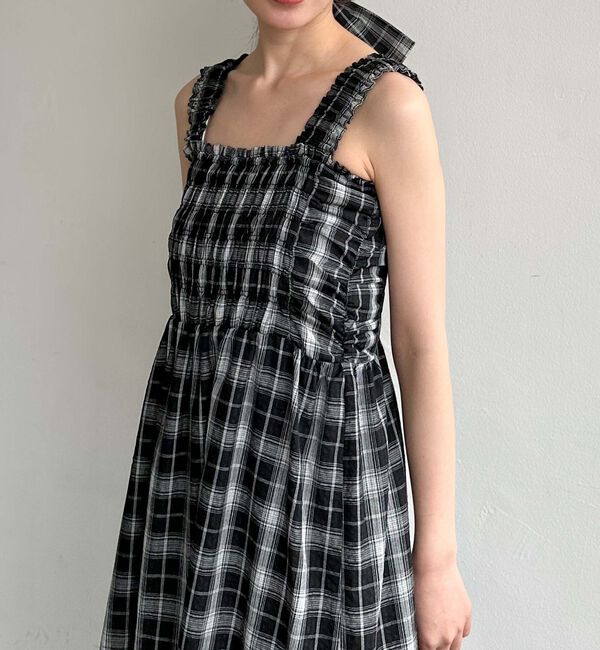 archives「シュシュ付チェックシャーリングワンピース」|ワンピース|