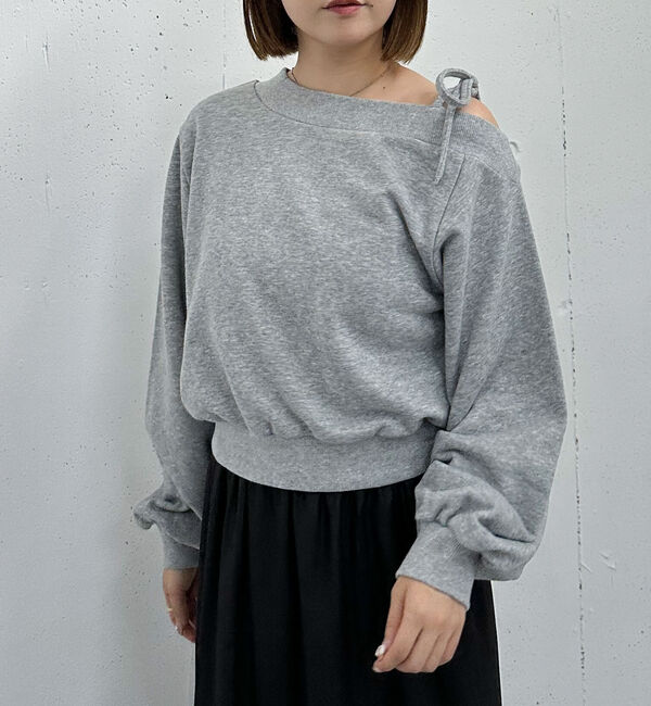 archives「肩リボンワンショルスウェット」|Tシャツ・カットソー|GRAY