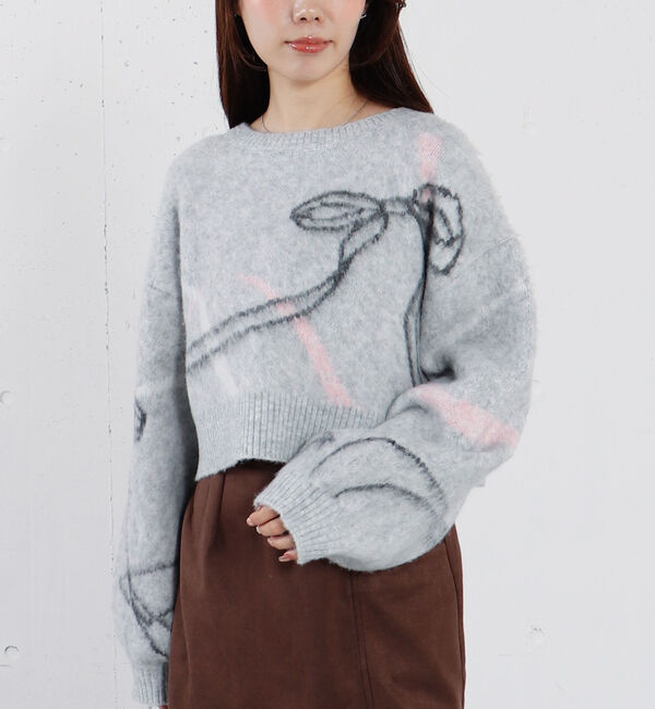 archives「リボンジャガードショートニットプルオーバー」|ニット・セーター|