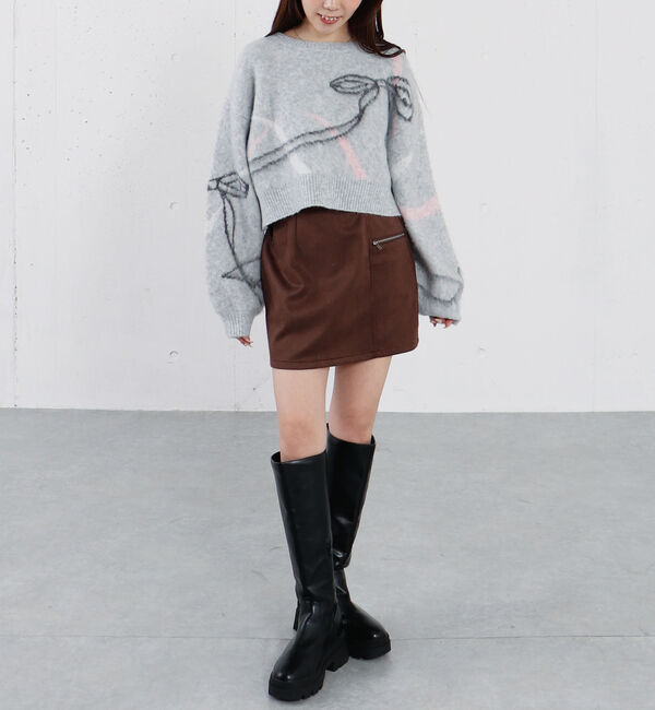 archives「リボンジャガードショートニットプルオーバー」|ニット・セーター|