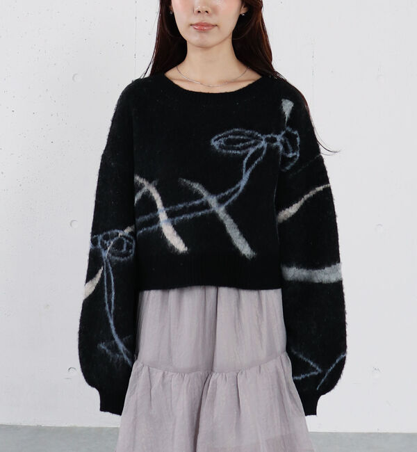 archives「リボンジャガードショートニットプルオーバー」|ニット・セーター|