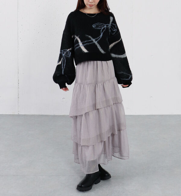 archives「リボンジャガードショートニットプルオーバー」|ニット・セーター|