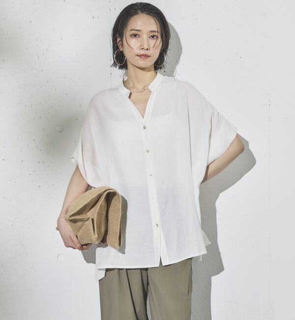 Doux archives「ウォッシャブルリネンライクスキッパープルオーバー」|シャツ・ブラウス|