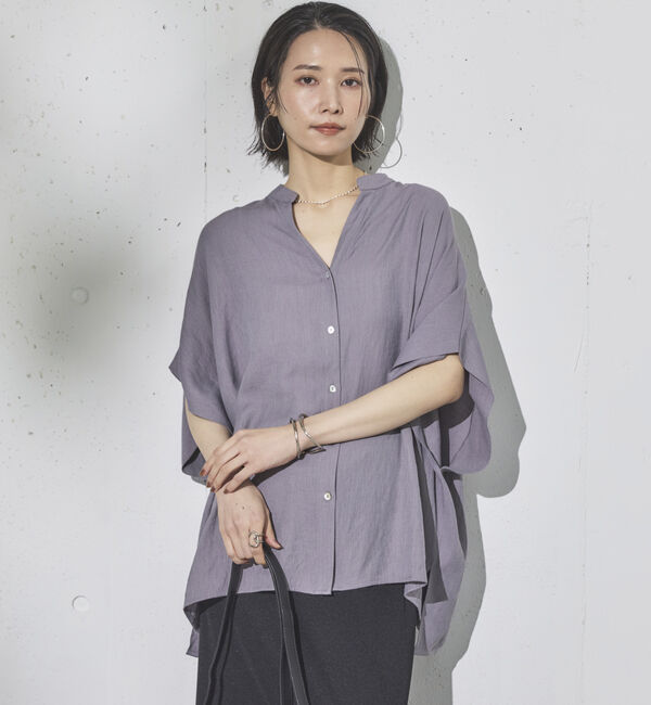 Doux archives「ウォッシャブルリネンライクスキッパープルオーバー」|シャツ・ブラウス|GRAY