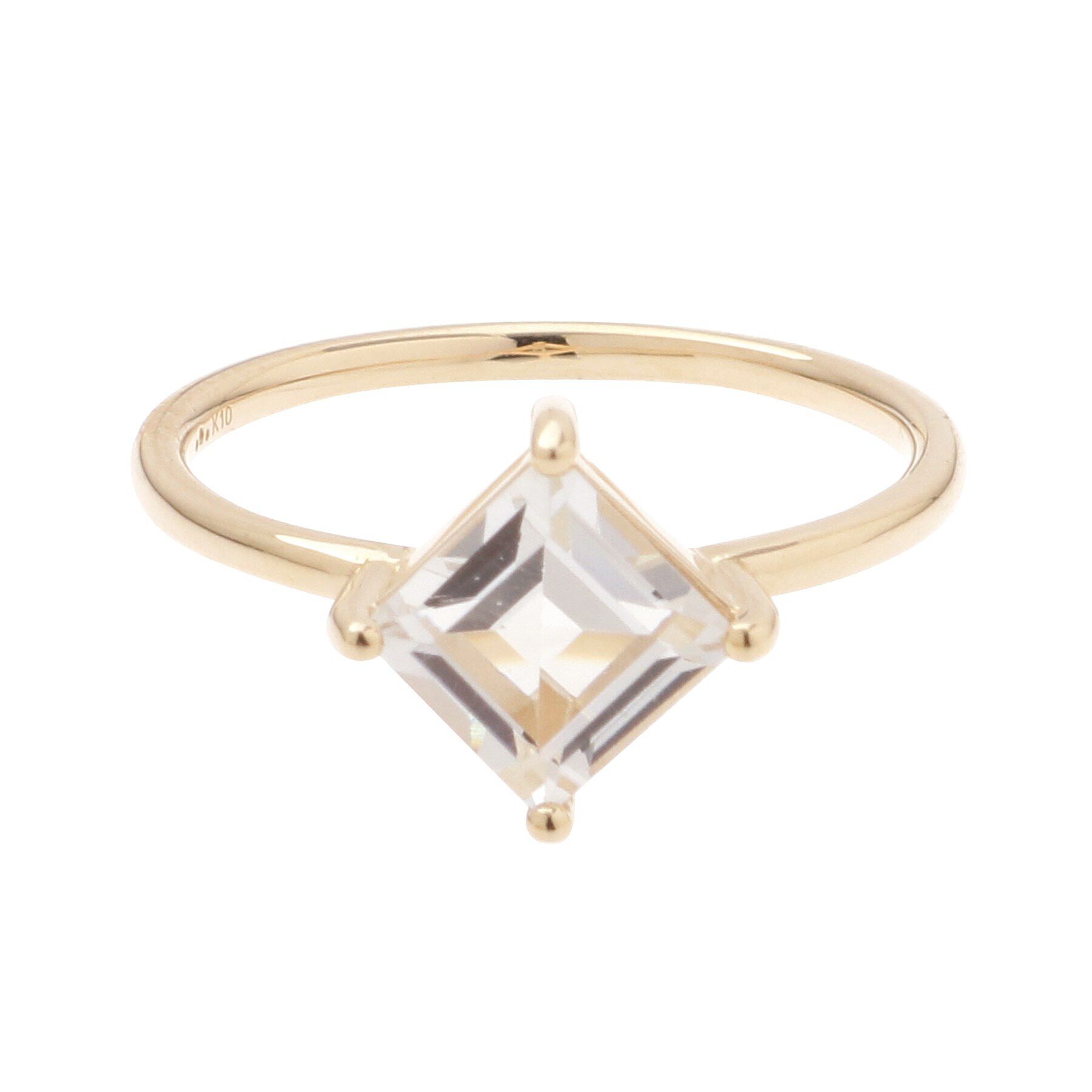 COCOSHNIK「K10カラーストーン（ホワイトトパーズ）スクエアカット リング」|リング|