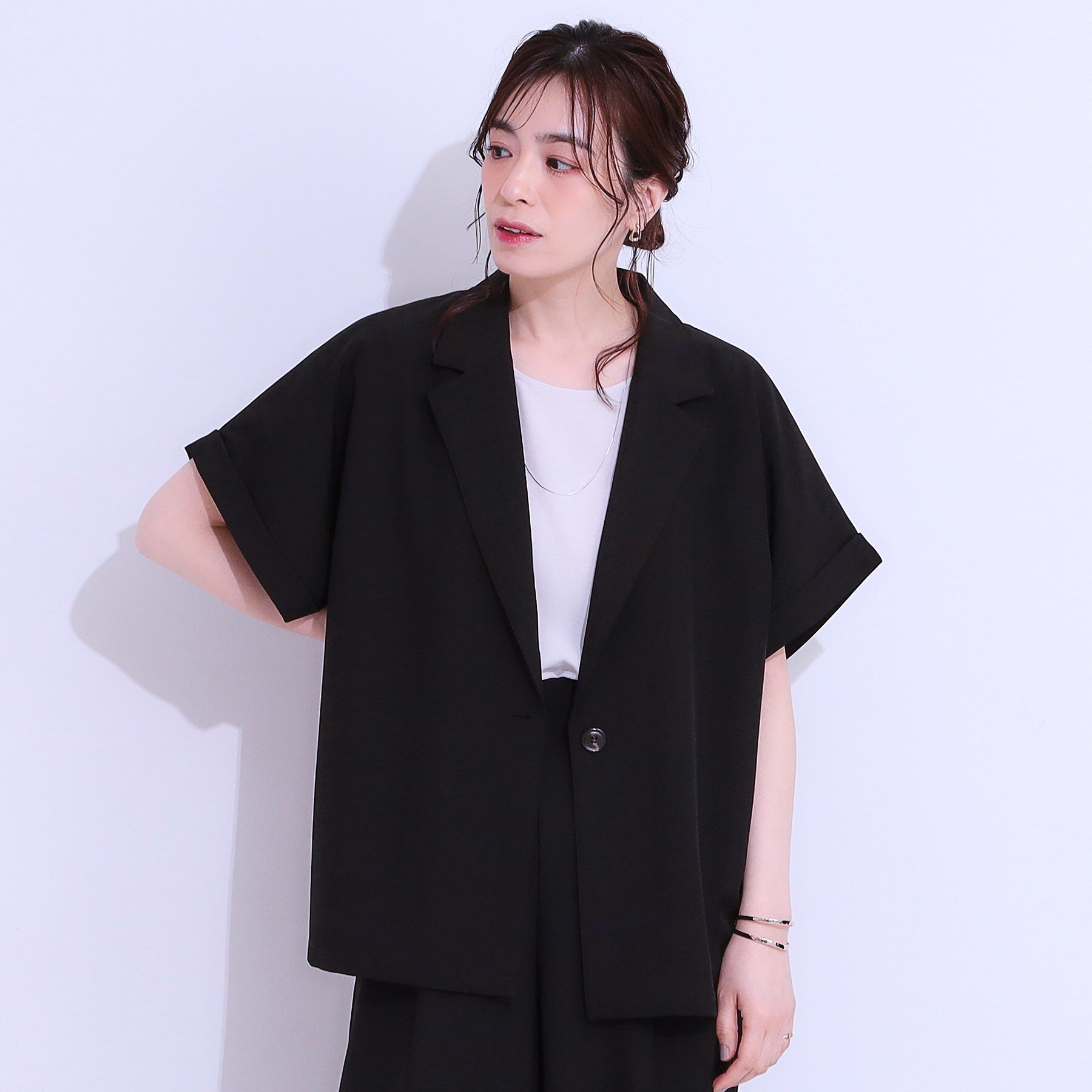 SHOO･LA･RUE「【セットアップ可】麻調半袖ジャケット」|テーラードジャケット|