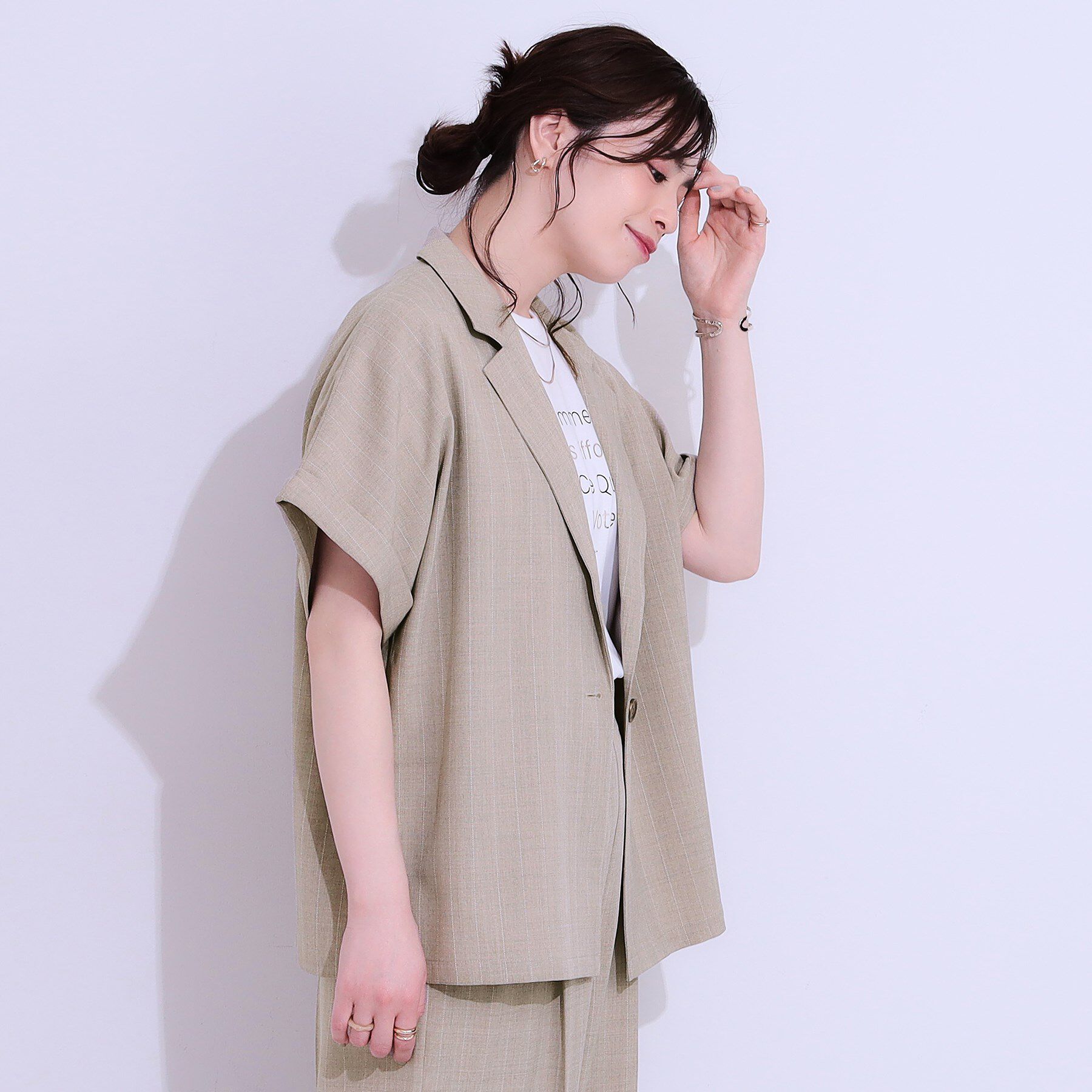 SHOO･LA･RUE「【セットアップ可】麻調半袖ジャケット」|テーラードジャケット|