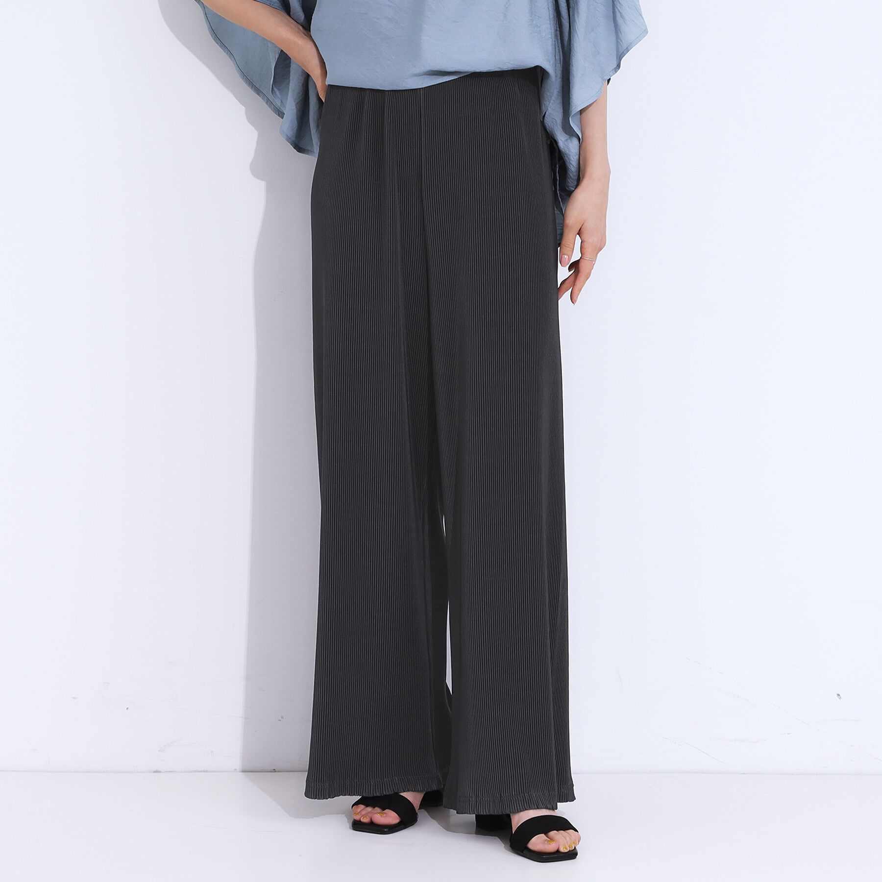 SHOO･LA･RUE「【S-LL】さらさら楽ちん プリーツ ワイドパンツ」|その他|