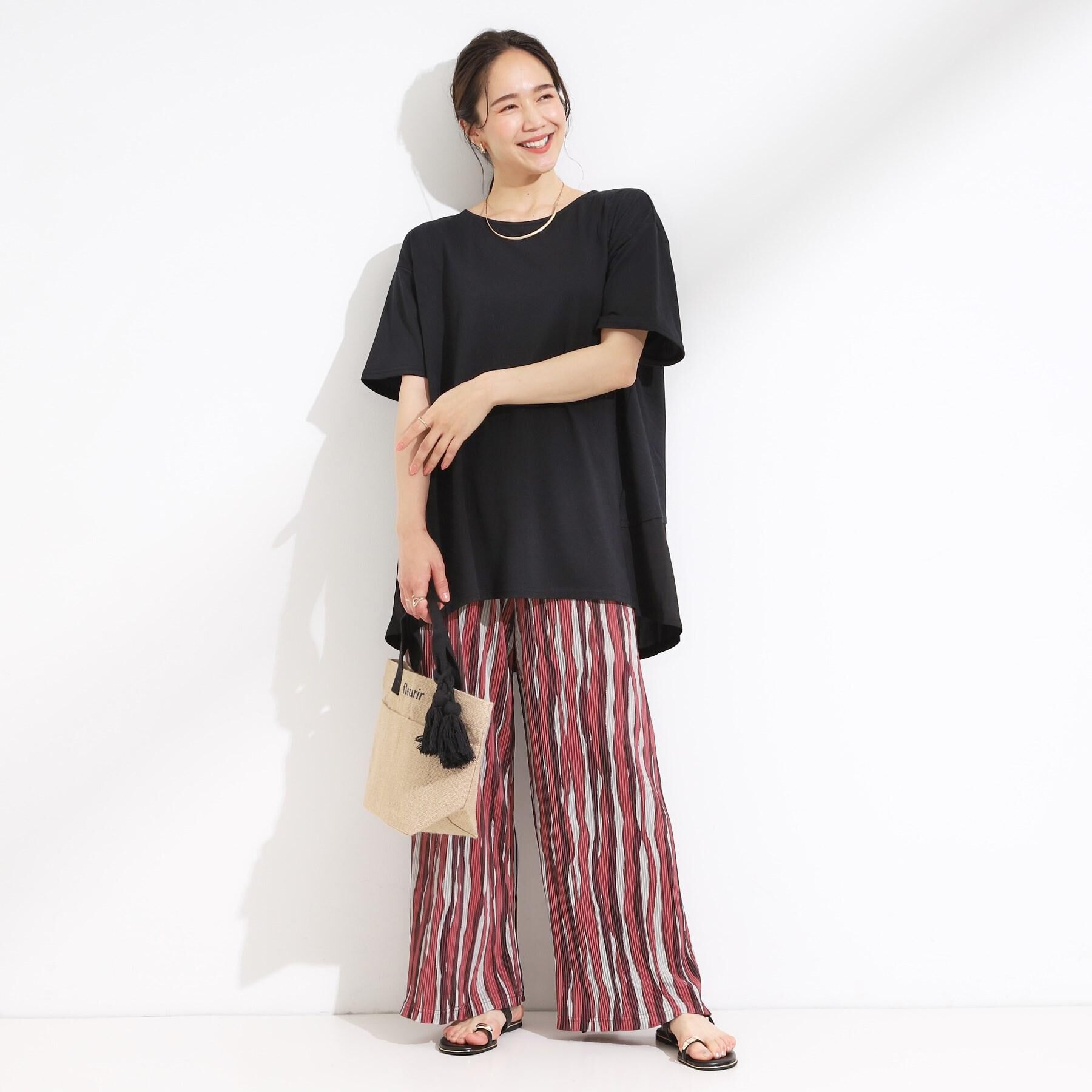 SHOO･LA･RUE「【S-LL】さらさら楽ちん プリーツ ワイドパンツ」|その他|