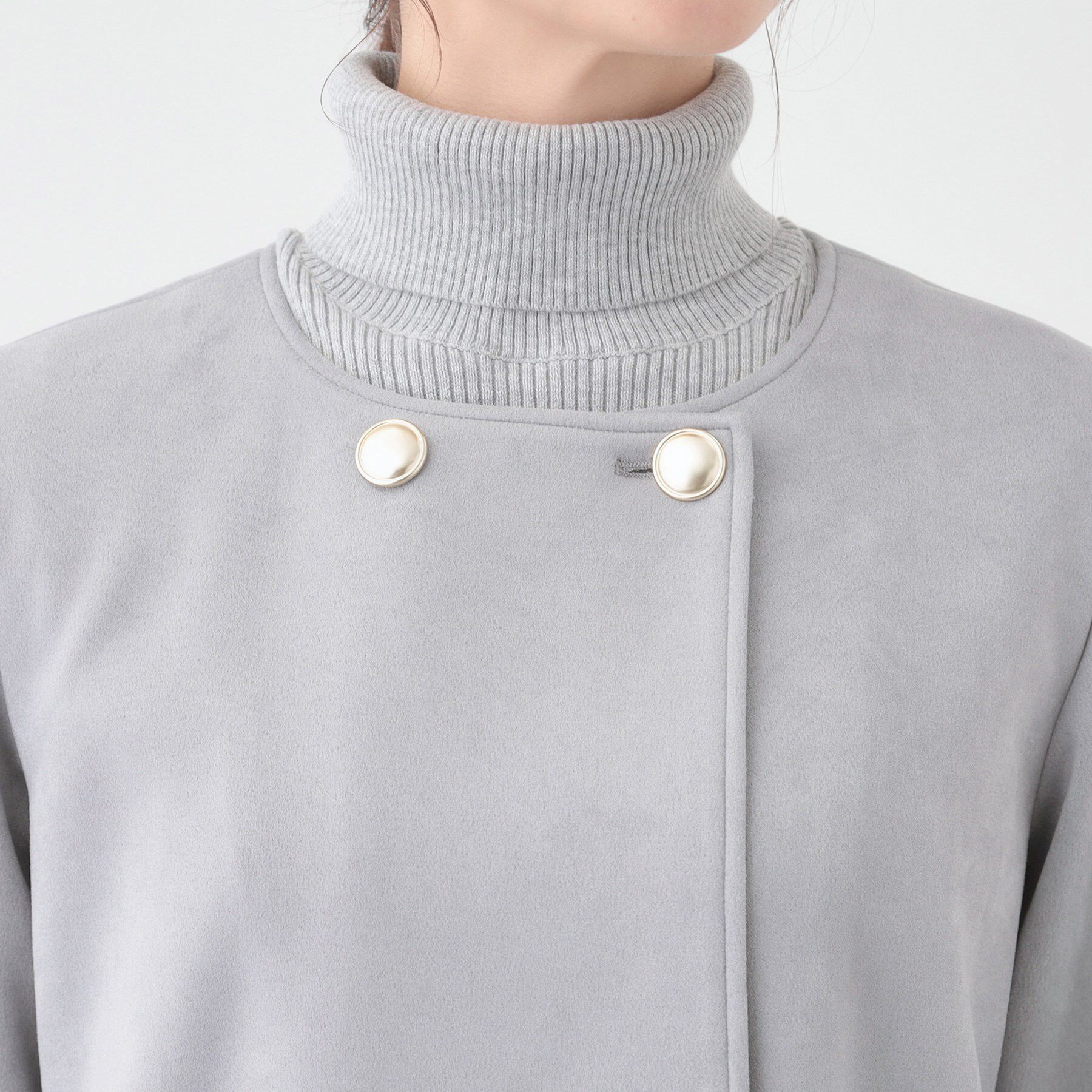 SHOO･LA･RUE「【S-LL】上品さを纏う やわらかフェイクスエード ミドル丈ブルゾン」|ブルゾン・スタジャン|