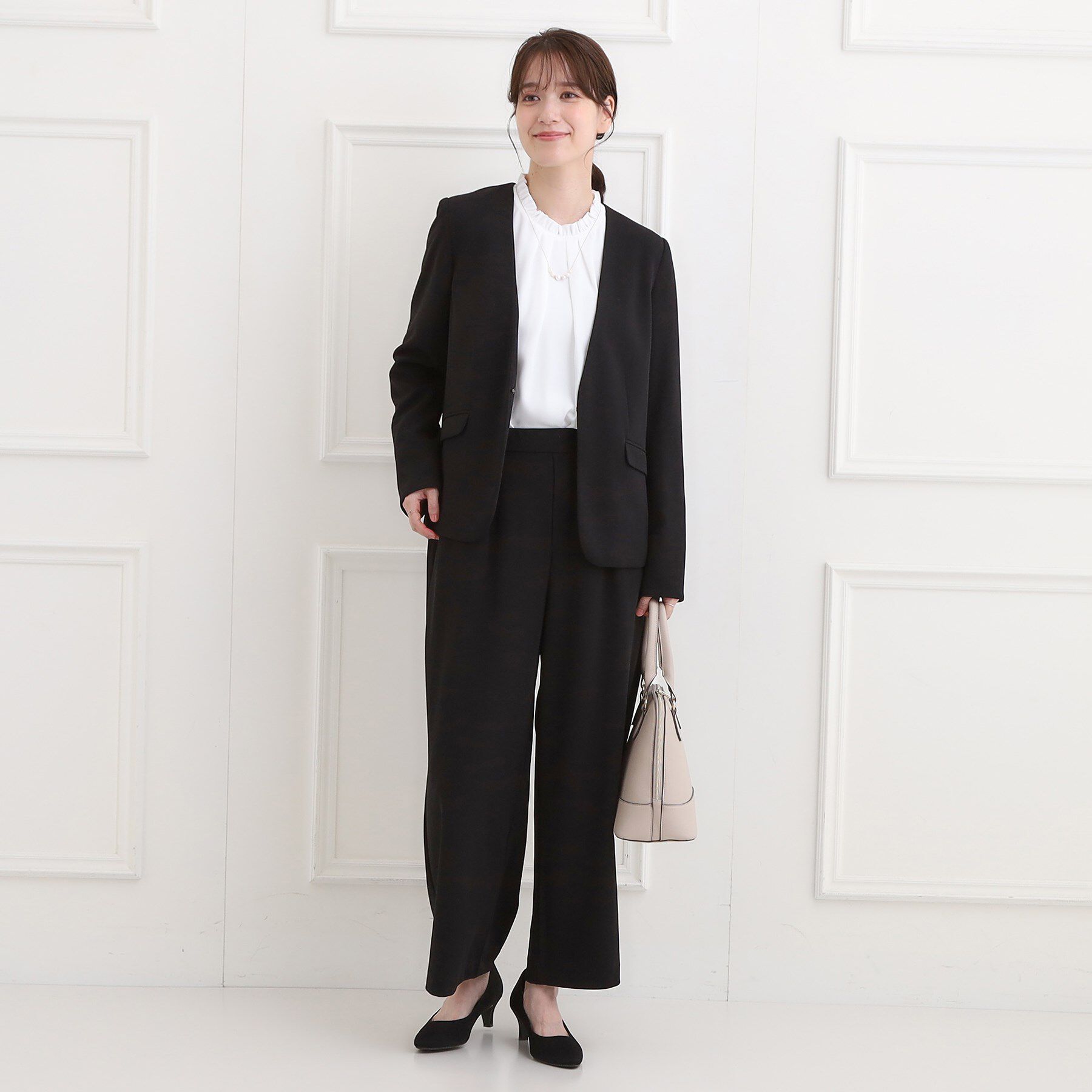 SHOO･LA･RUE「【洗濯機可/イージーケア/ストレッチ】きちんと楽に。カットジョーゼットジャケット」|ノーカラージャケット|