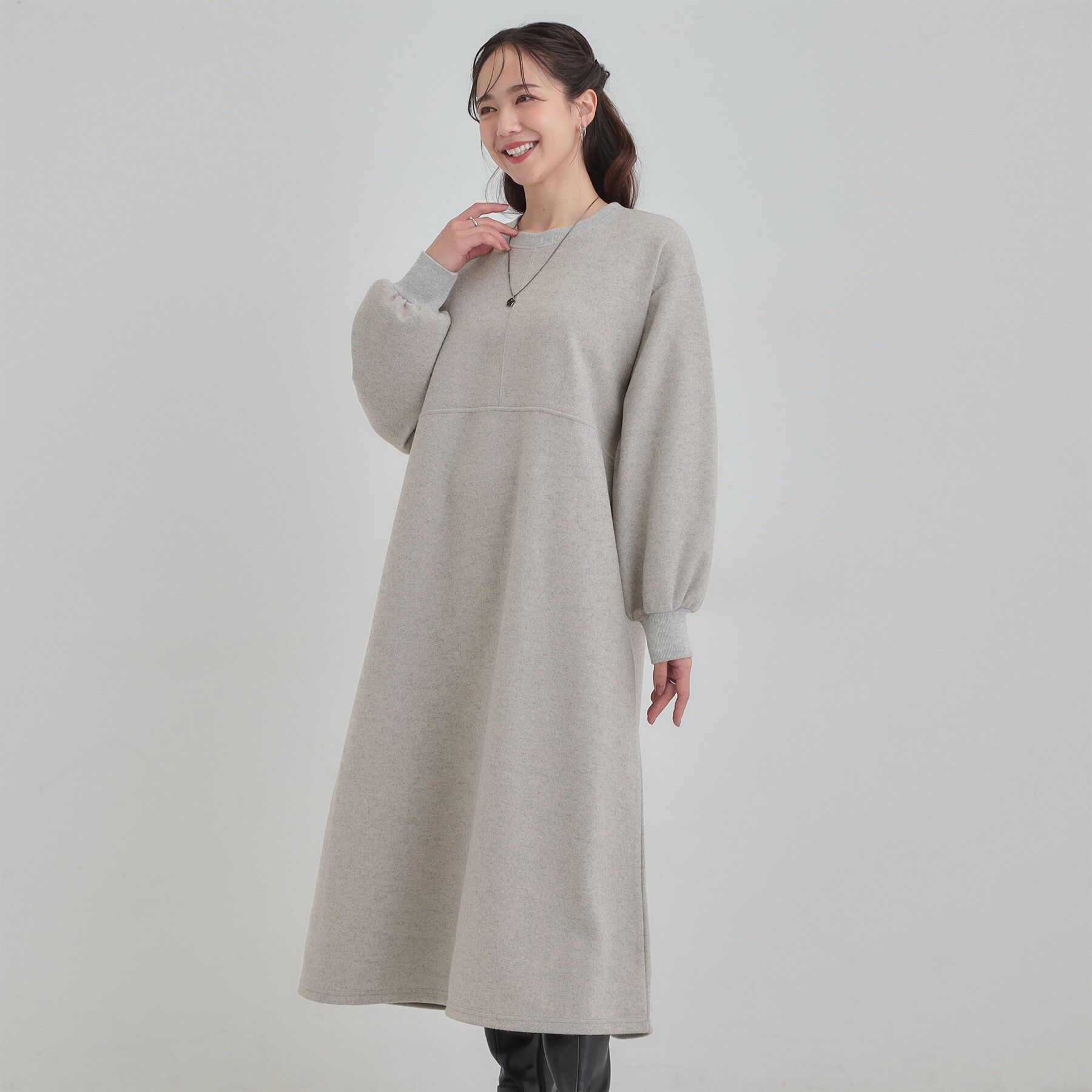 SHOO･LA･RUE「【あったか/S-LL】1枚で着られる Aラインワンピース」|ワンピース|