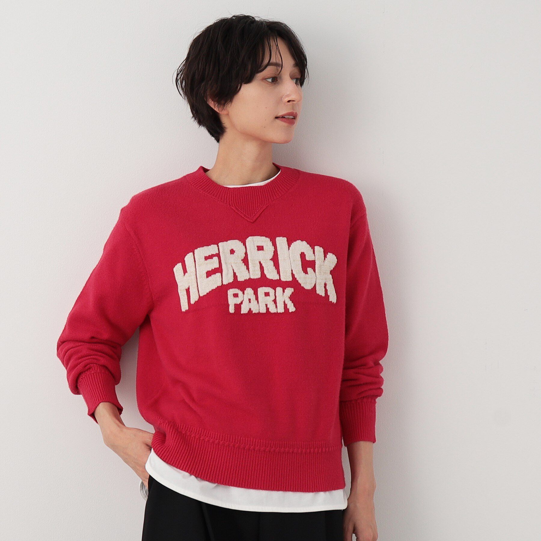 Dessin「【洗える】ラメロゴニット」|ニット・セーター|ﾚｯﾄﾞ(063)