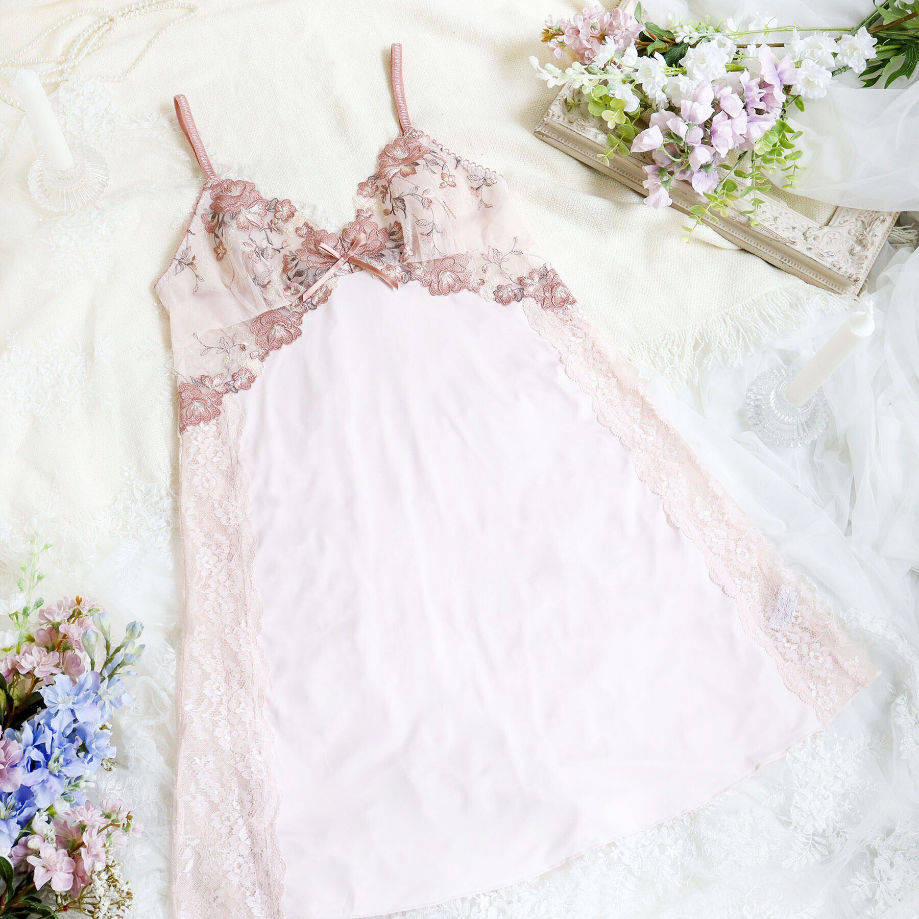 Risa Magli「クラシーナ スリップ」|キャミソール|ピンク(071)