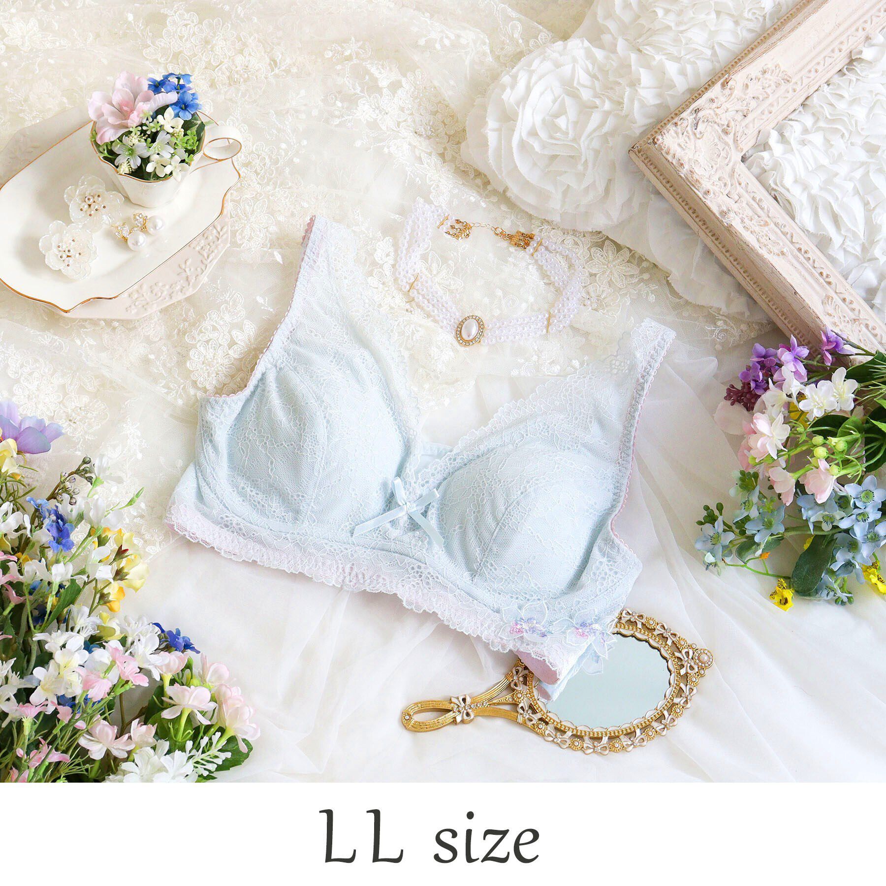 Risa Magli「フロリタ おやすみブラ（LL）」|インナー|サックスブルー(09