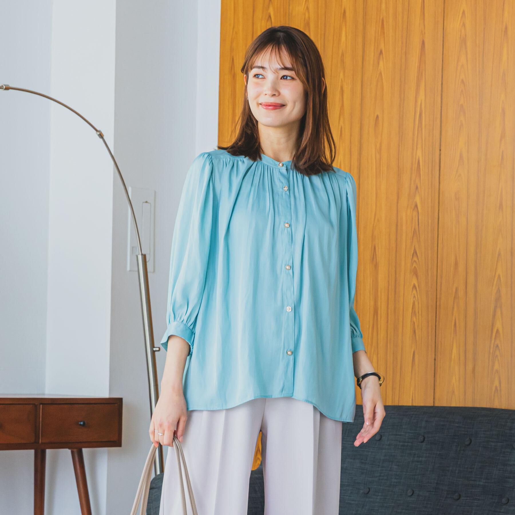 ITS&rsquo;DEMO「【手洗い可】ナイルサテン7分袖ブラウス」|シャツ・ブラウス|